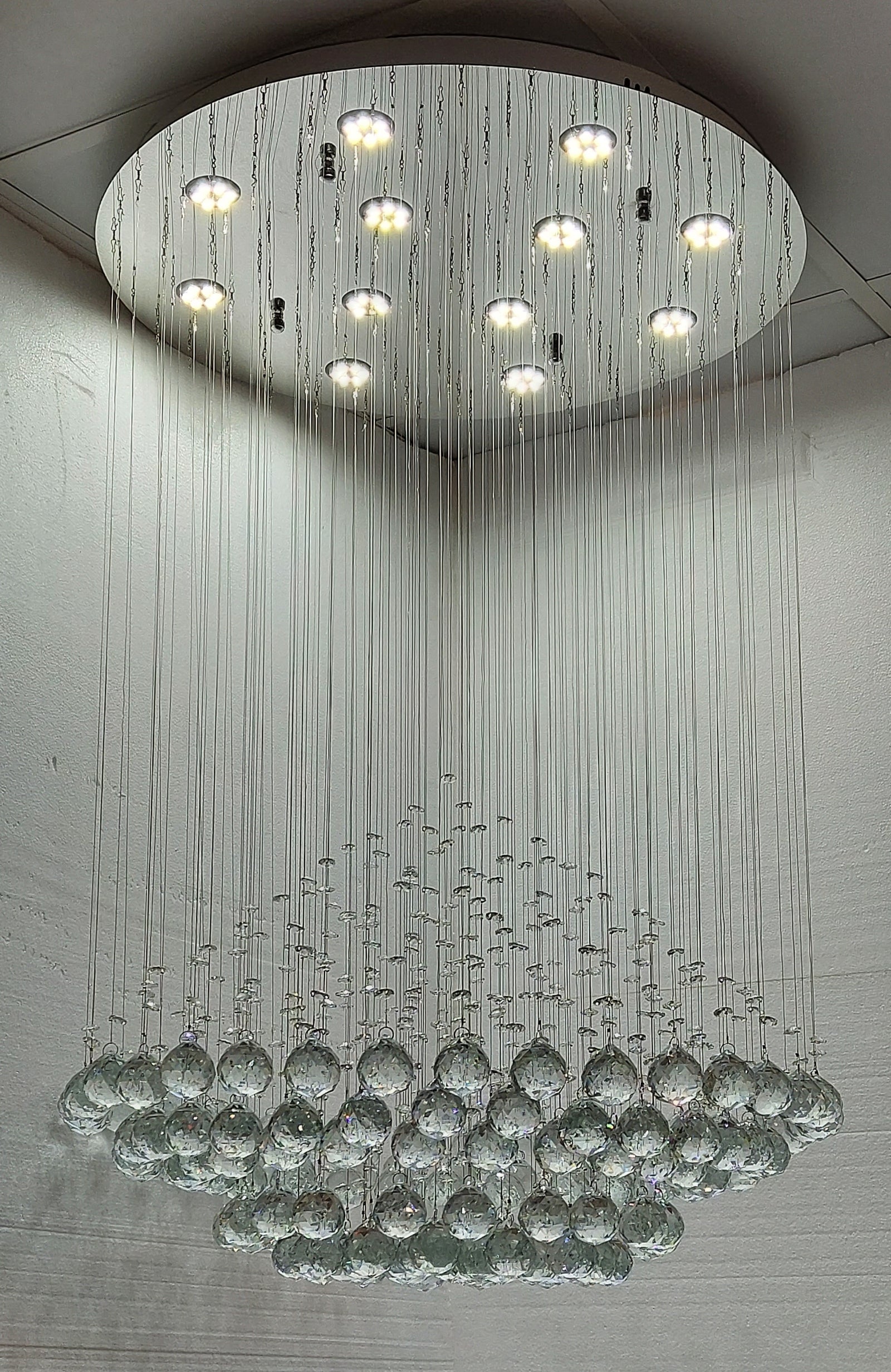 Luxury Crystal Raindrop LED Chandelier – Multi-Tier Waterfall Ceiling Chandelier
