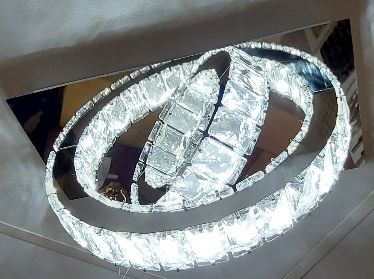 Modern Luxury Crystal LED Ceiling Chandelier with Dual Oval Rings