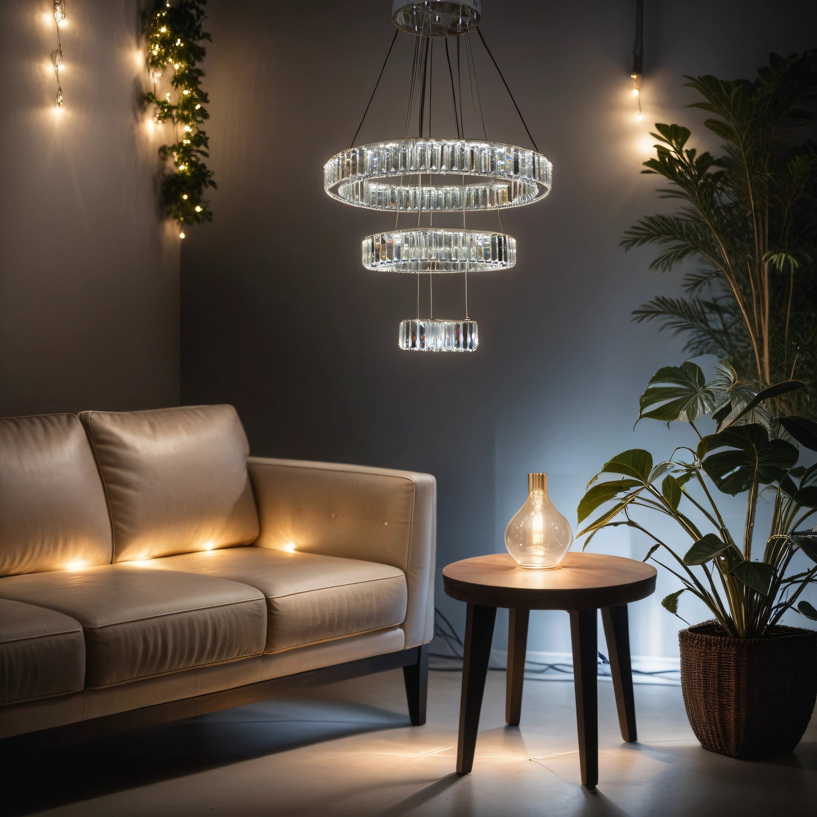Luxury Modern Crystal Ring Chandelier Ceiling Light – Multi-Tier LED Pendant