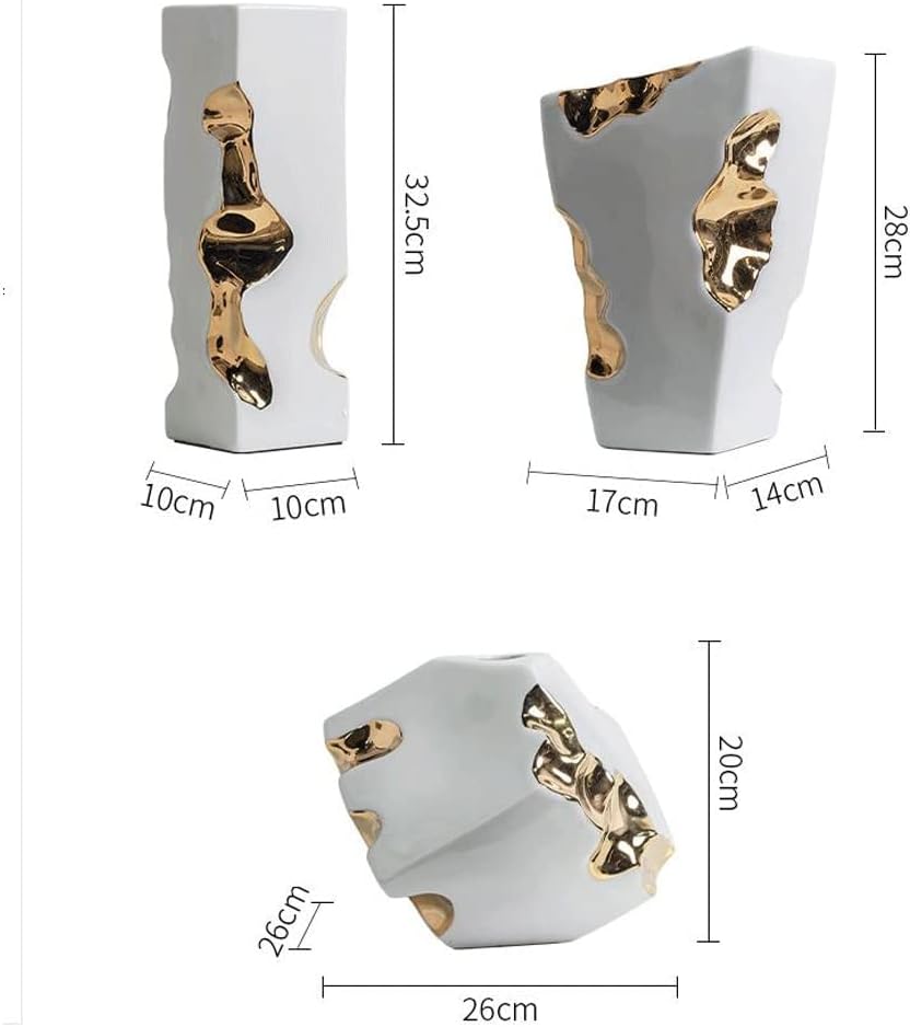 Home Décor White Cheese Flower Vase Ornaments in three different sizes -Gold