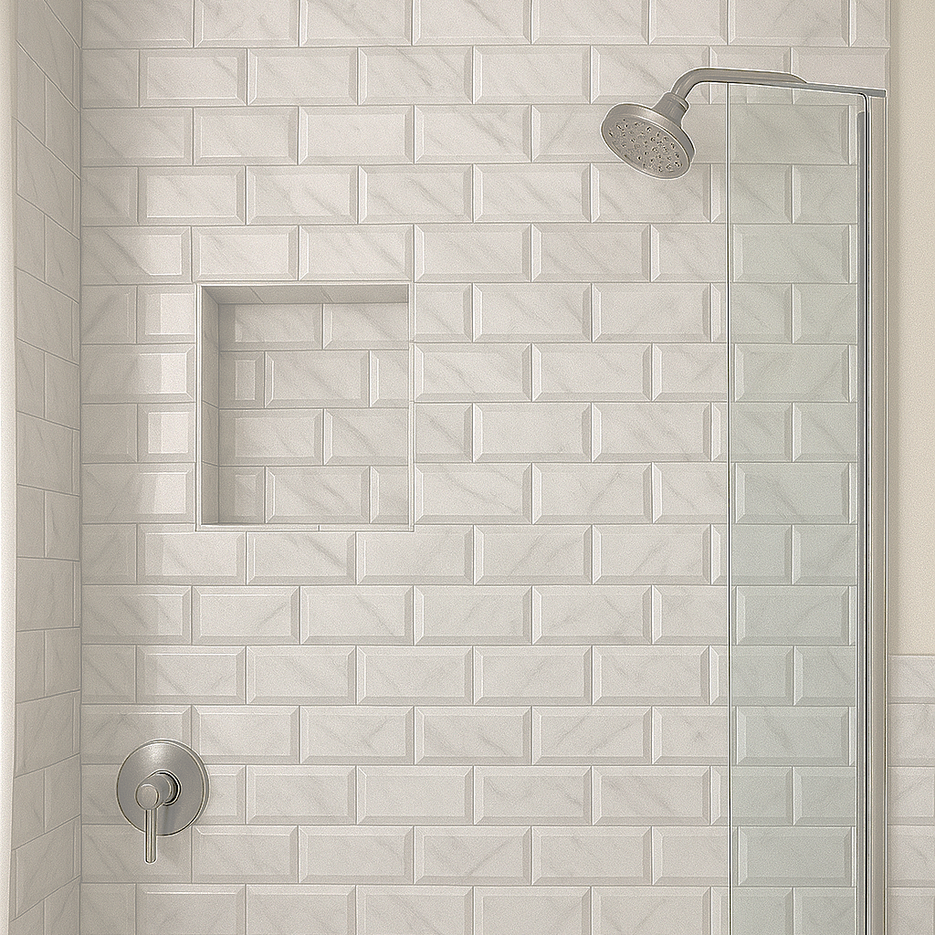 White & Grey Brick Effect Rectangular Stone Mosaic Tiles | 300x300x8mm | 11=1m2