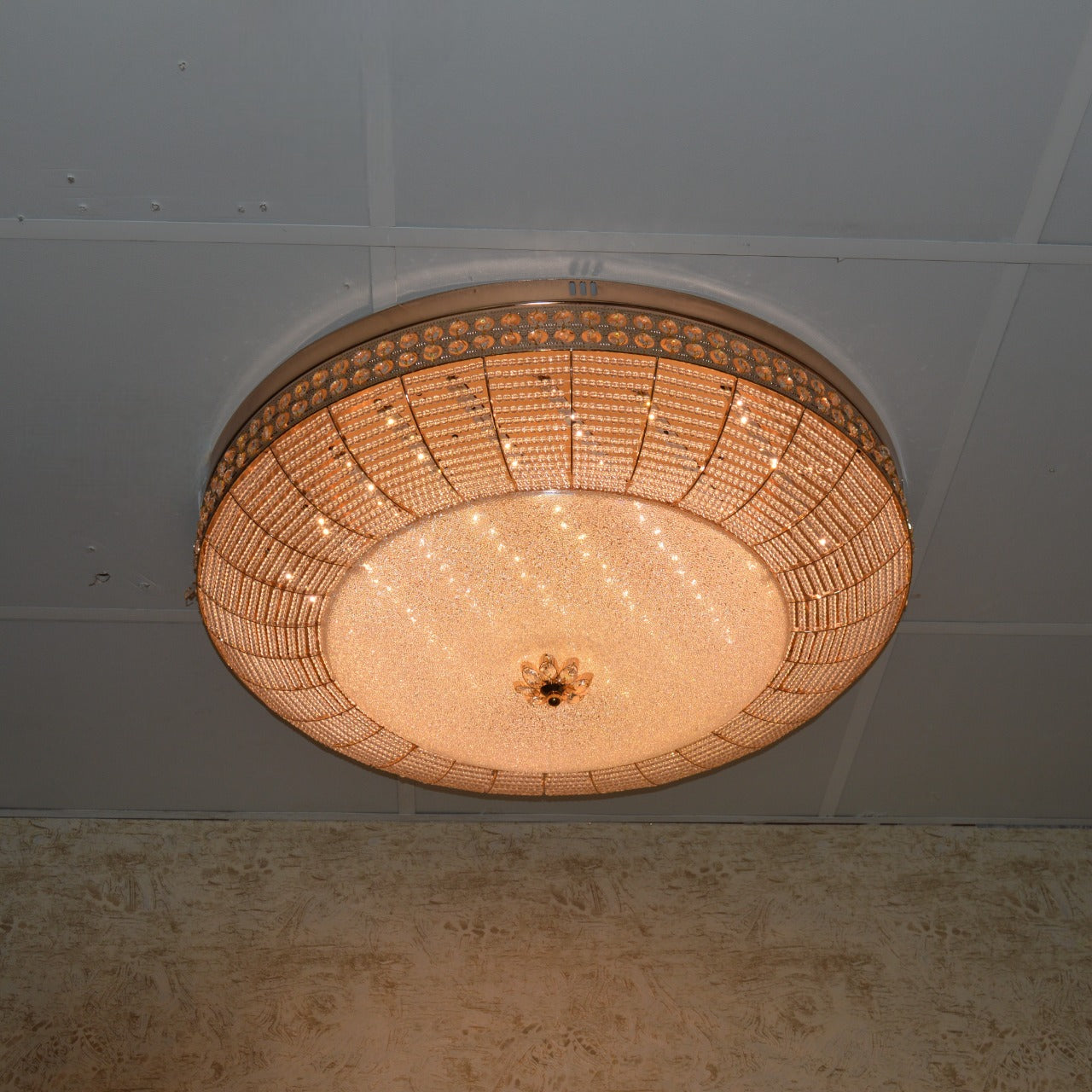 LED Crystallic Flushmount Ceiling Light with colour changing features- 9181-800 & 600 Gold/Chrome