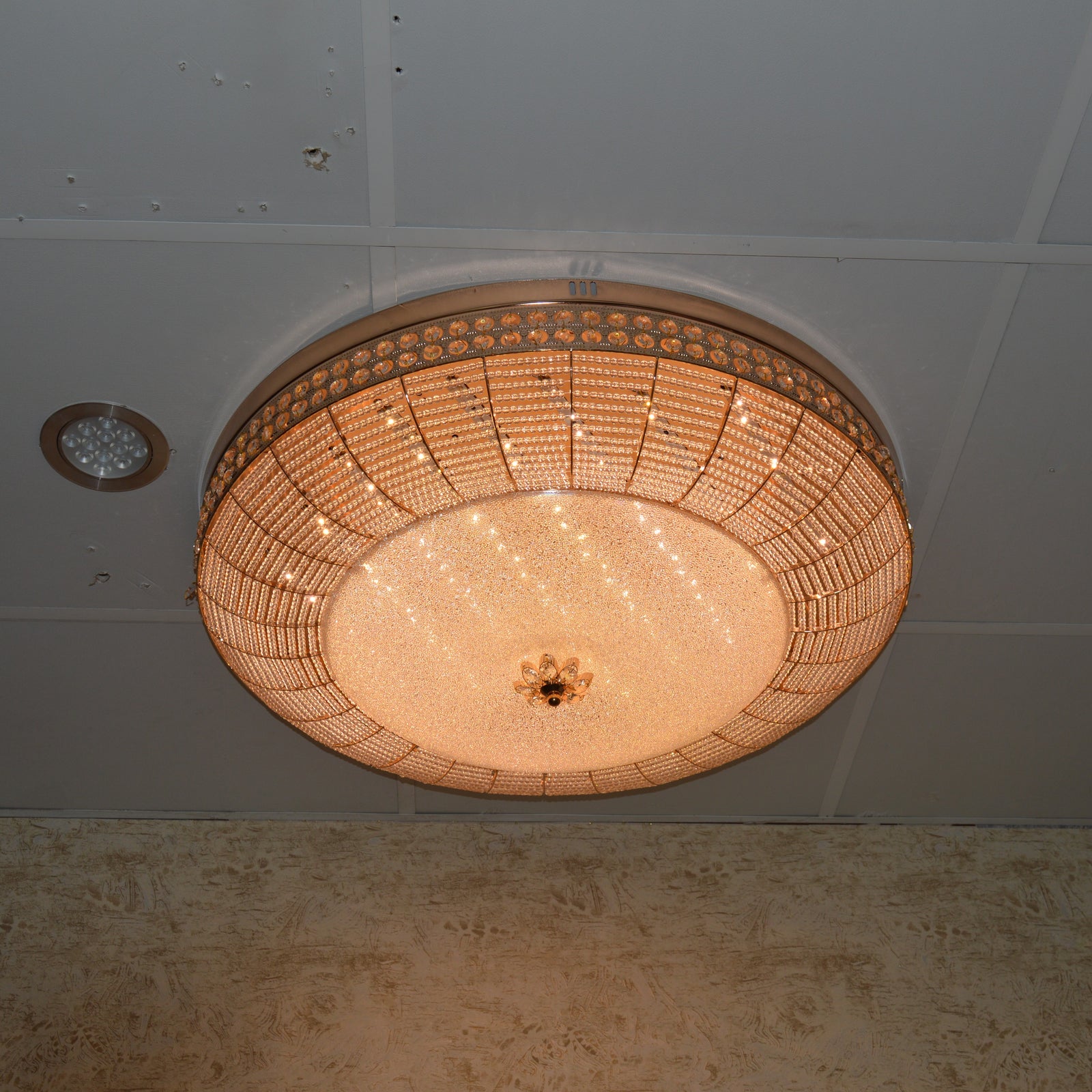 LED Crystallic Flushmount Ceiling Light with colour changing features- 9181-800 & 600 Gold/Chrome