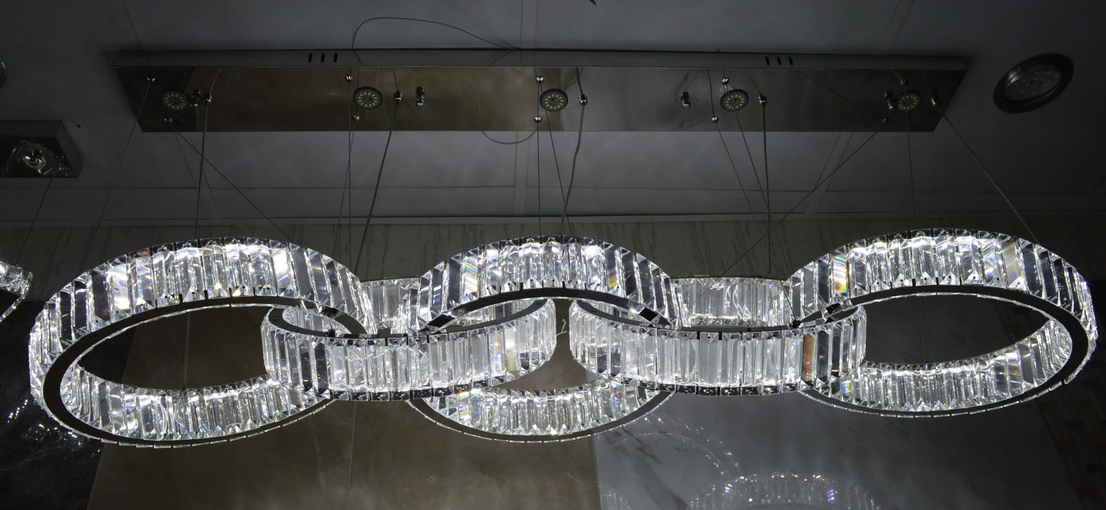 Luxury Triple Ring Crystal LED Chandelier Ceiling Light - Modern Dimmable