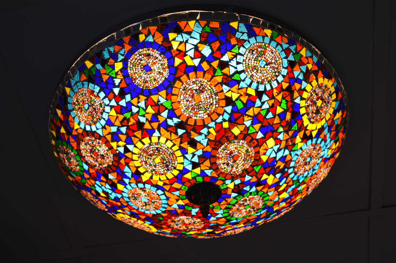 Luxury Turkish Mosaic Glass Ceiling Light Multicolour Handcrafted Mount Light