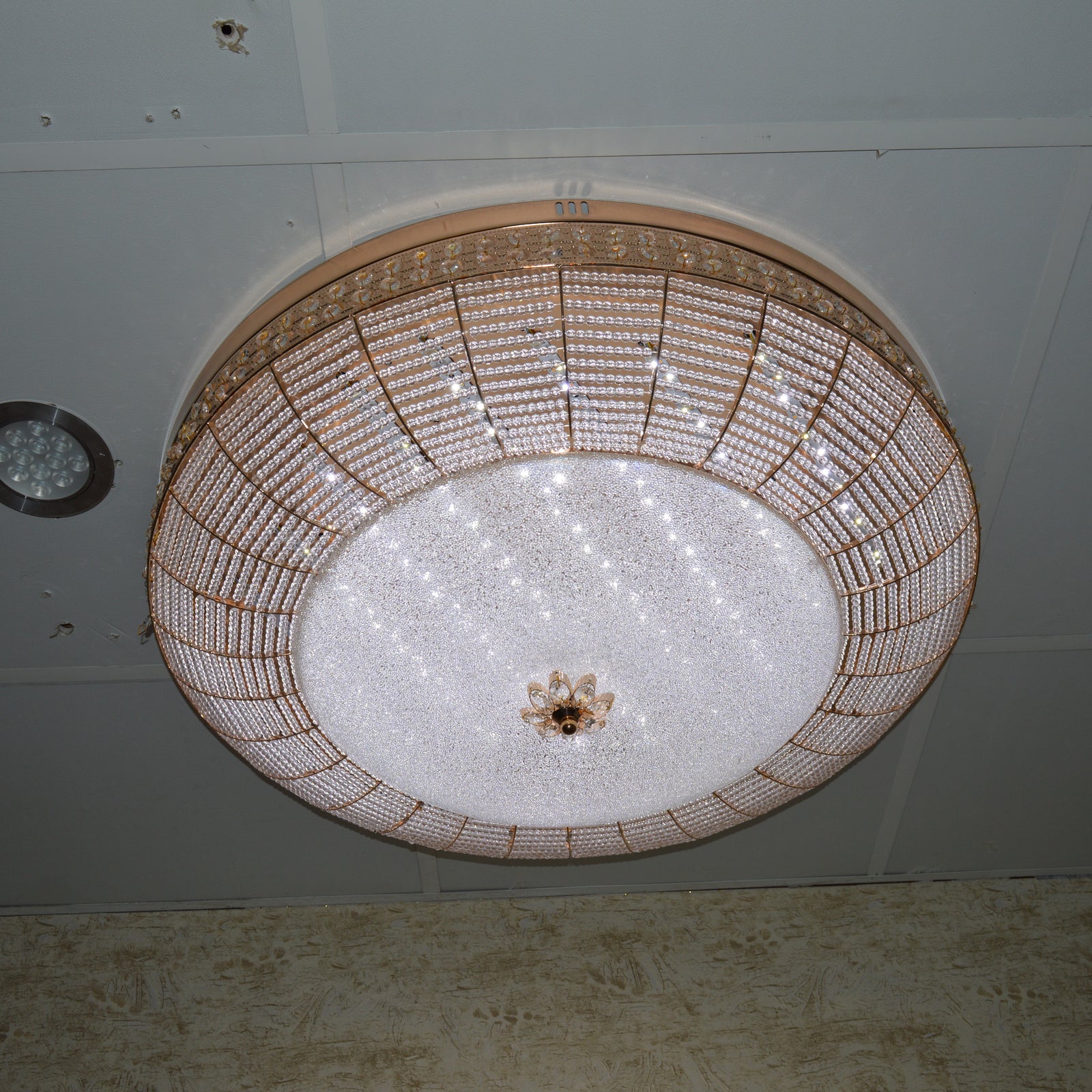 LED Crystallic Flushmount Ceiling Light with colour changing features- 9181-800 & 600 Gold/Chrome