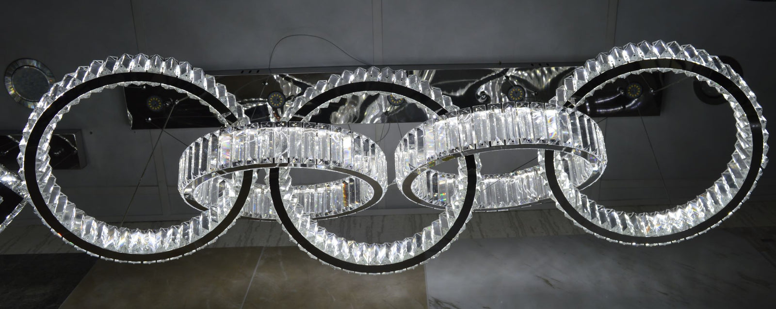 Luxury Triple Ring Crystal LED Chandelier Ceiling Light - Modern Dimmable
