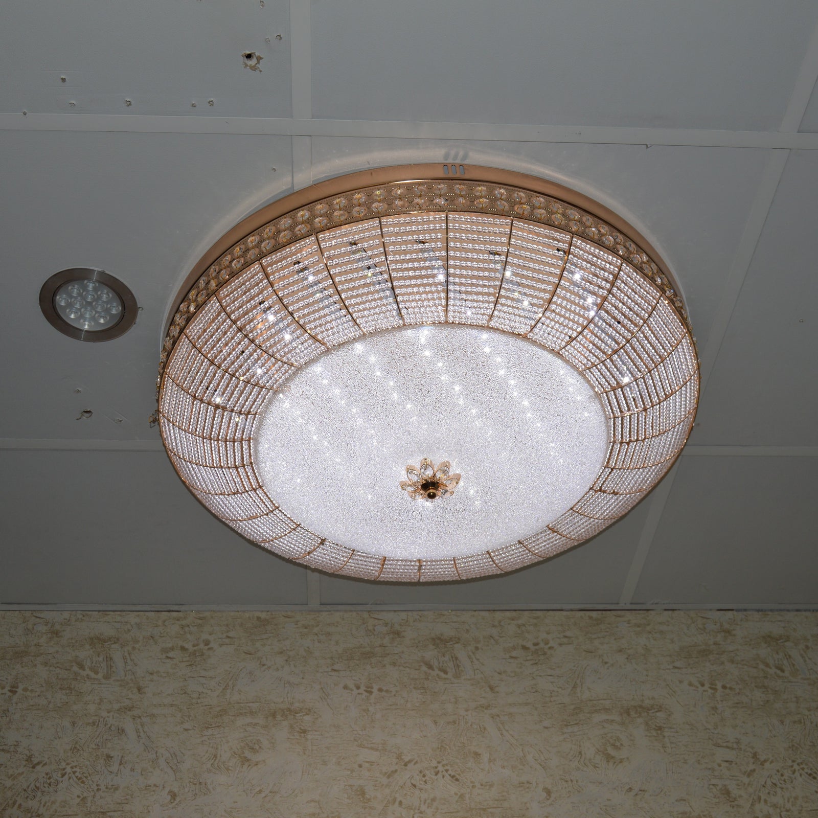 LED Crystallic Flushmount Ceiling Light with colour changing features- 9181-800 & 600 Gold/Chrome