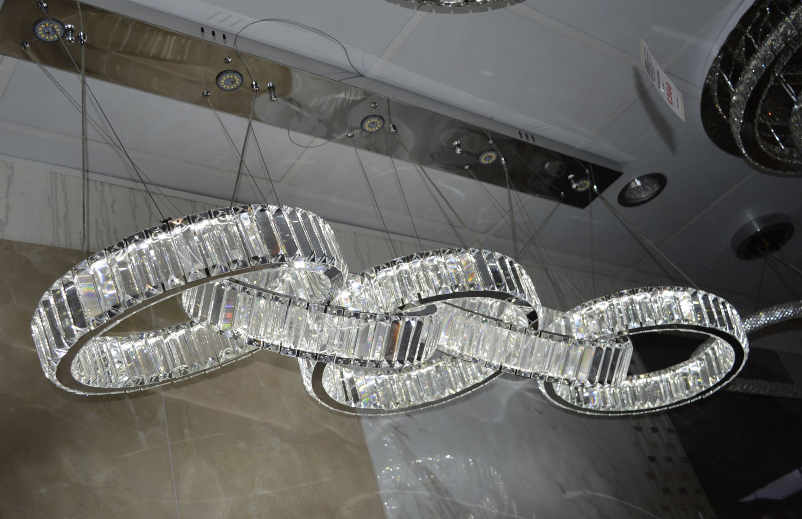 Luxury Triple Ring Crystal LED Chandelier Ceiling Light - Modern Dimmable