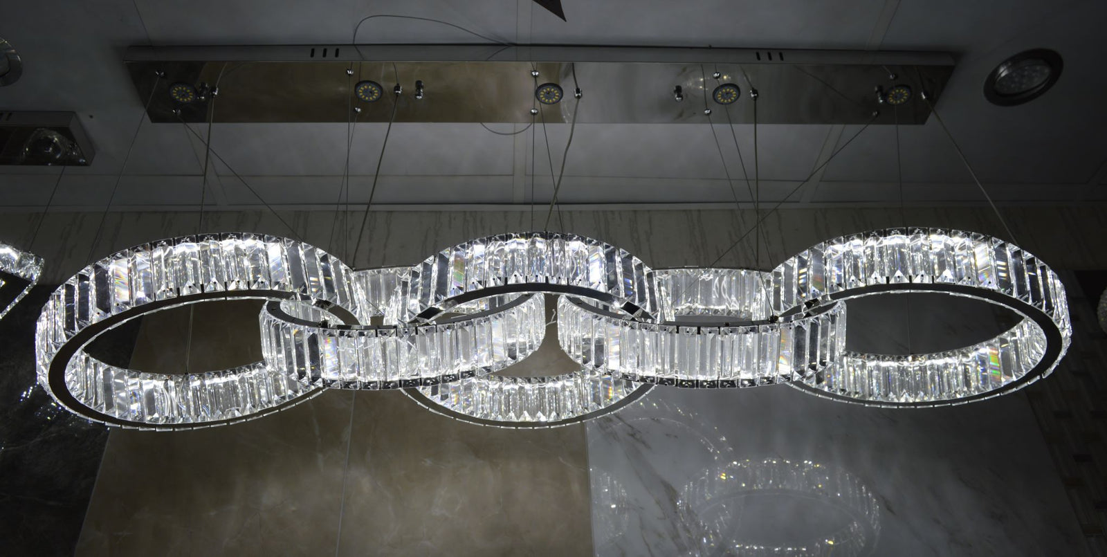 Luxury Triple Ring Crystal LED Chandelier Ceiling Light - Modern Dimmable