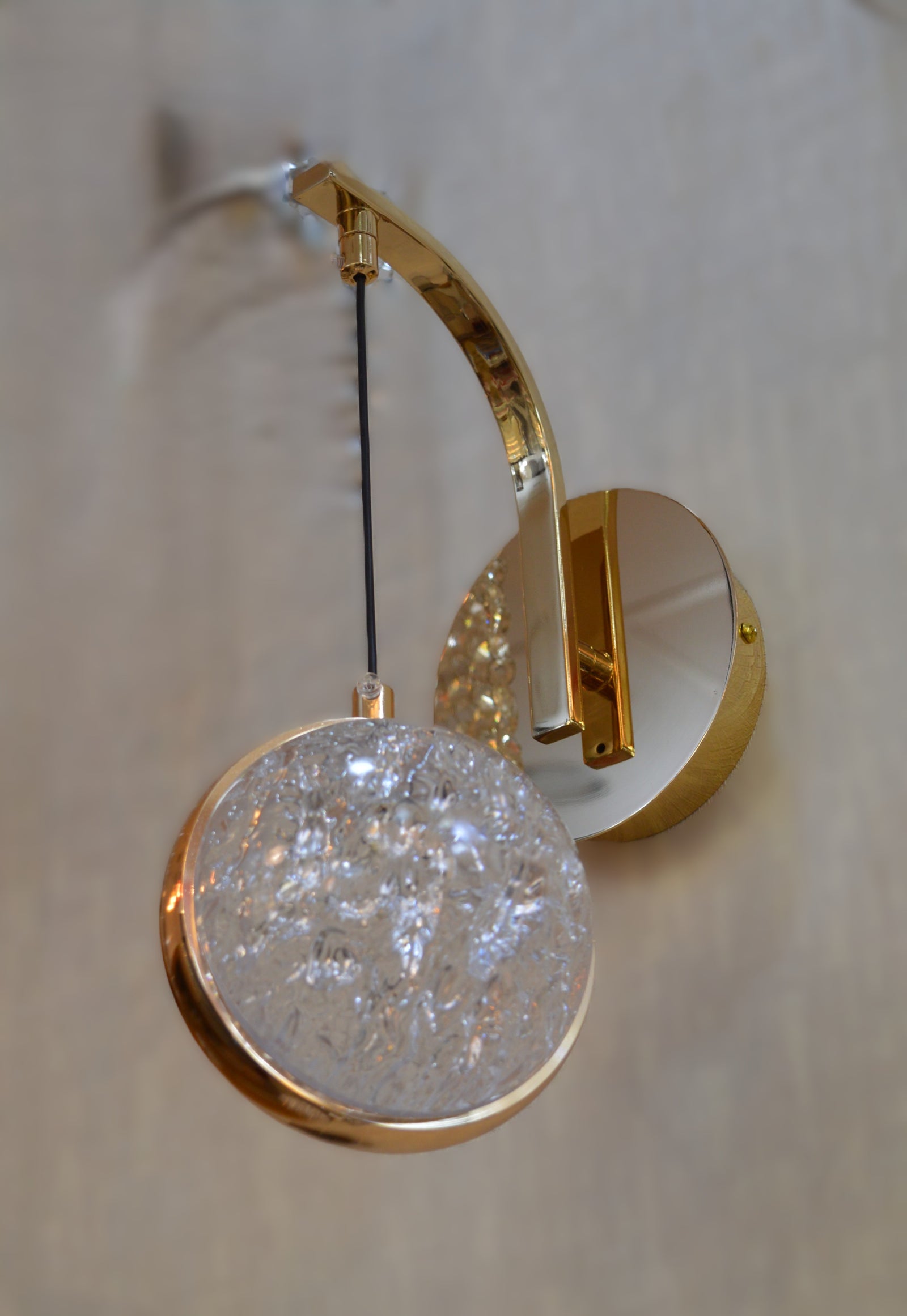 Wall Lights with Hanging Glass LED Shade – available in Gold & Chrome-2317