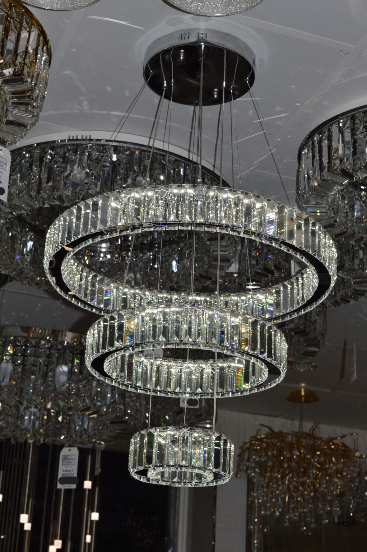 Luxury Modern Crystal Ring Chandelier Ceiling Light – Multi-Tier LED Pendant