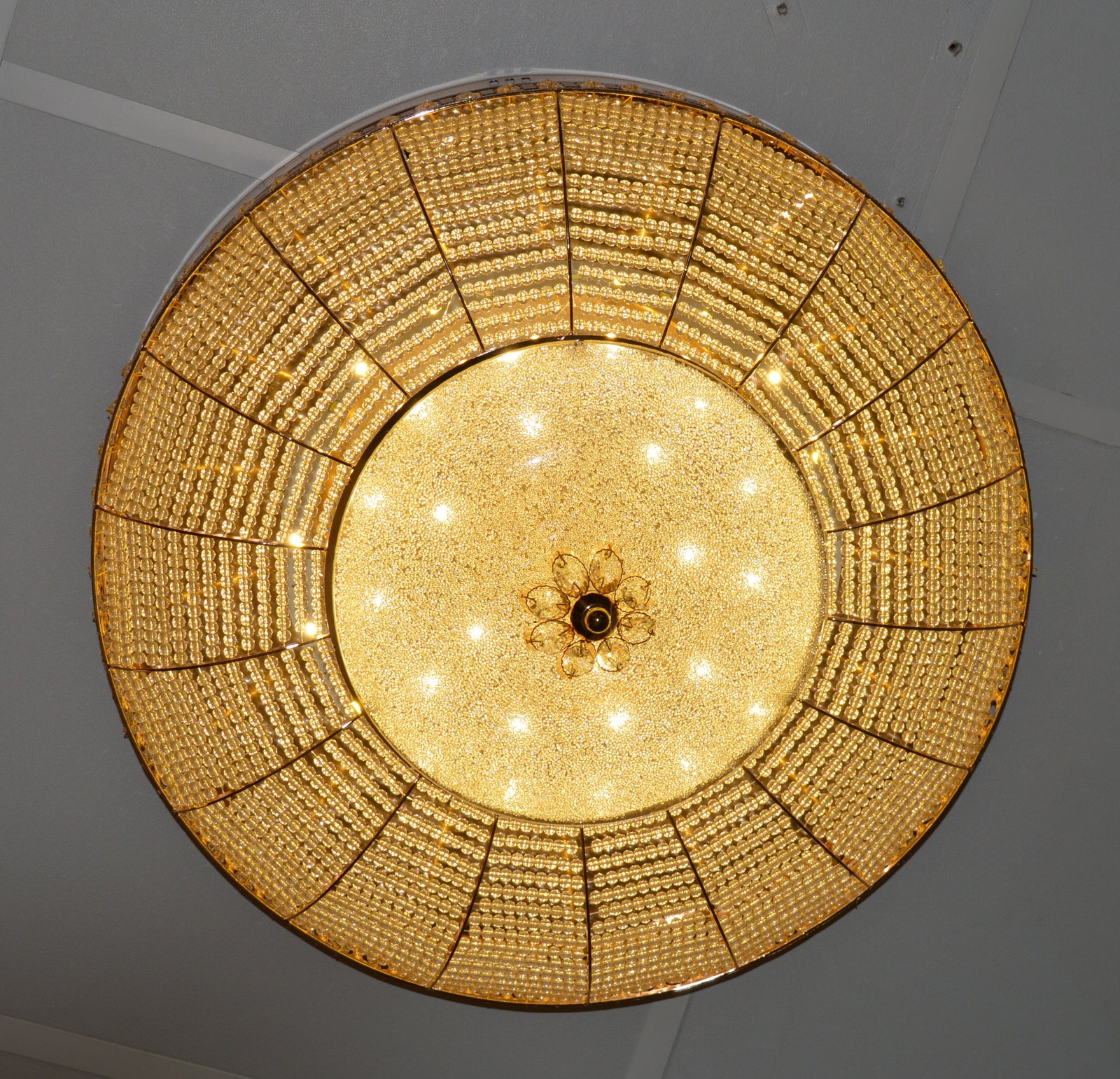 LED Crystallic Flushmount Ceiling Light with colour changing features- 9181-800 & 600 Gold/Chrome