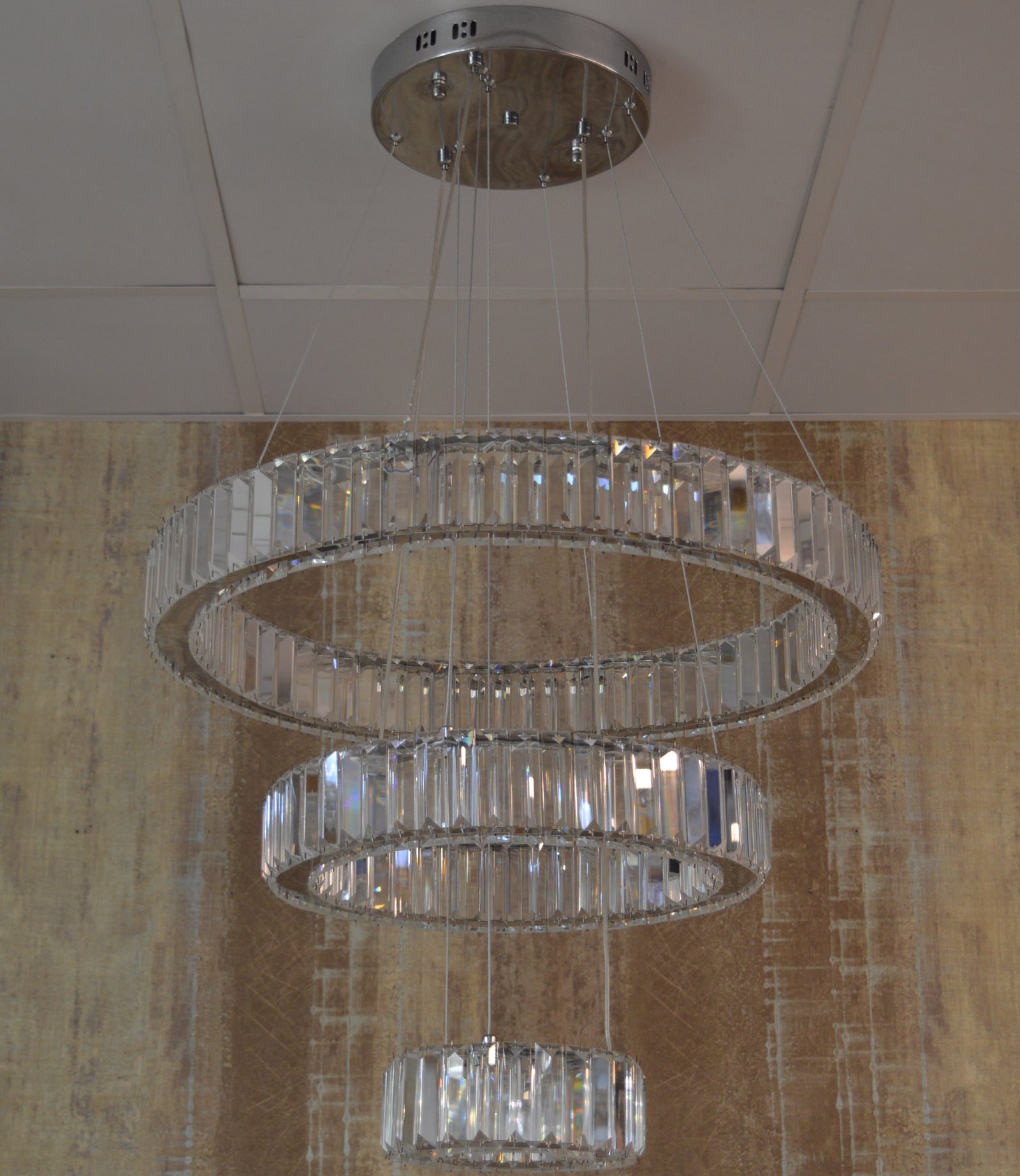 Luxury Modern Crystal Ring Chandelier Ceiling Light – Multi-Tier LED Pendant