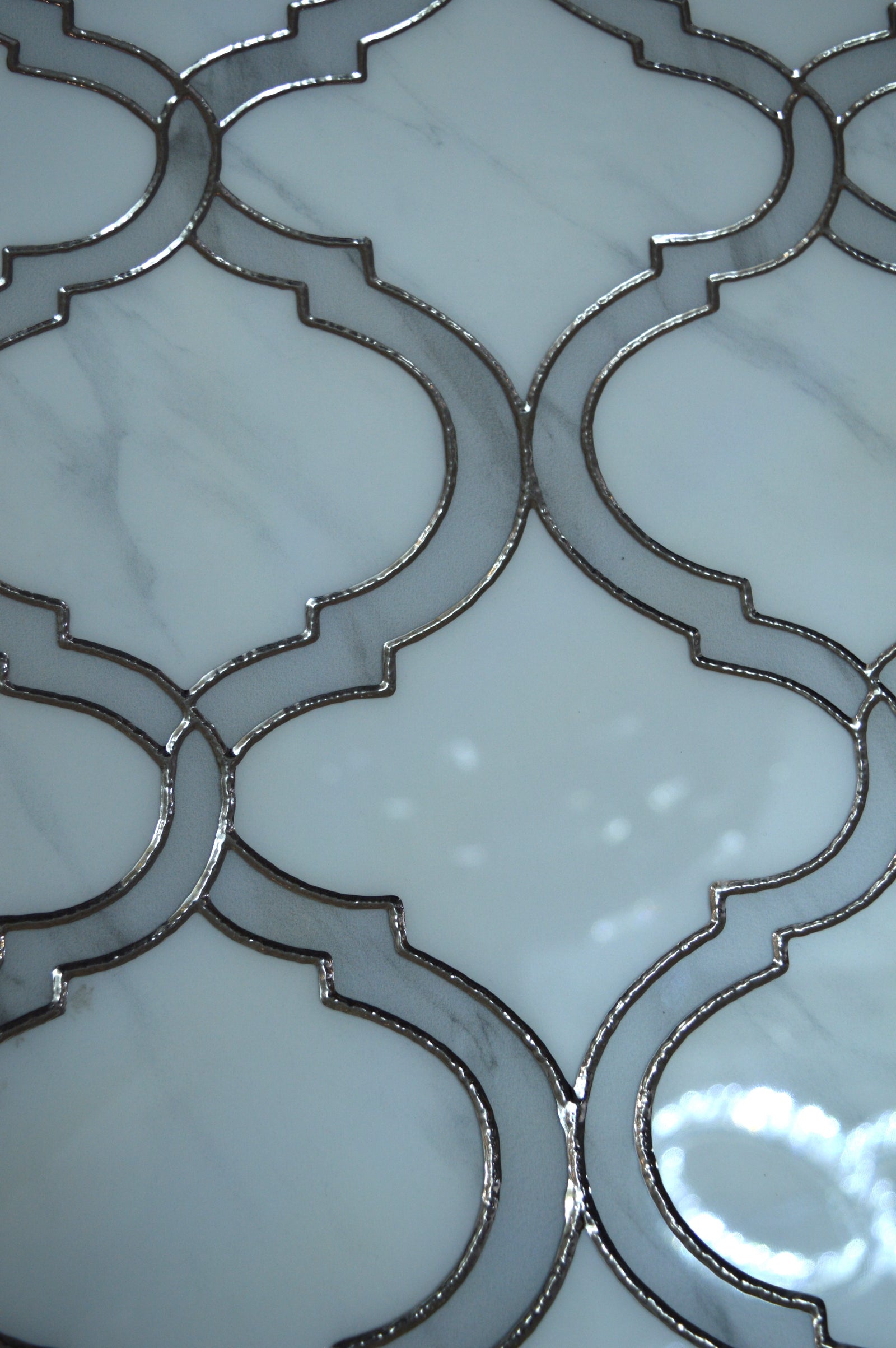 Porcleain Decor Tiles in large Greyscale with silver trim | 1 sheet 60 x 30 cm | 6 tiles 1 sqm-D-RTX-1