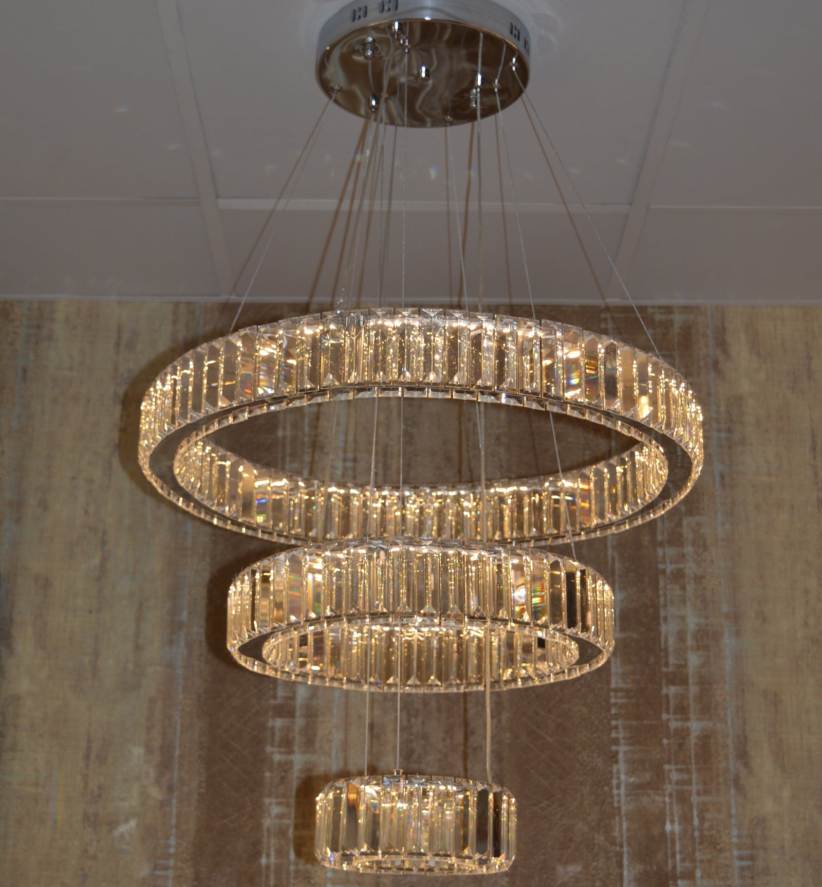 Luxury Modern Crystal Ring Chandelier Ceiling Light – Multi-Tier LED Pendant