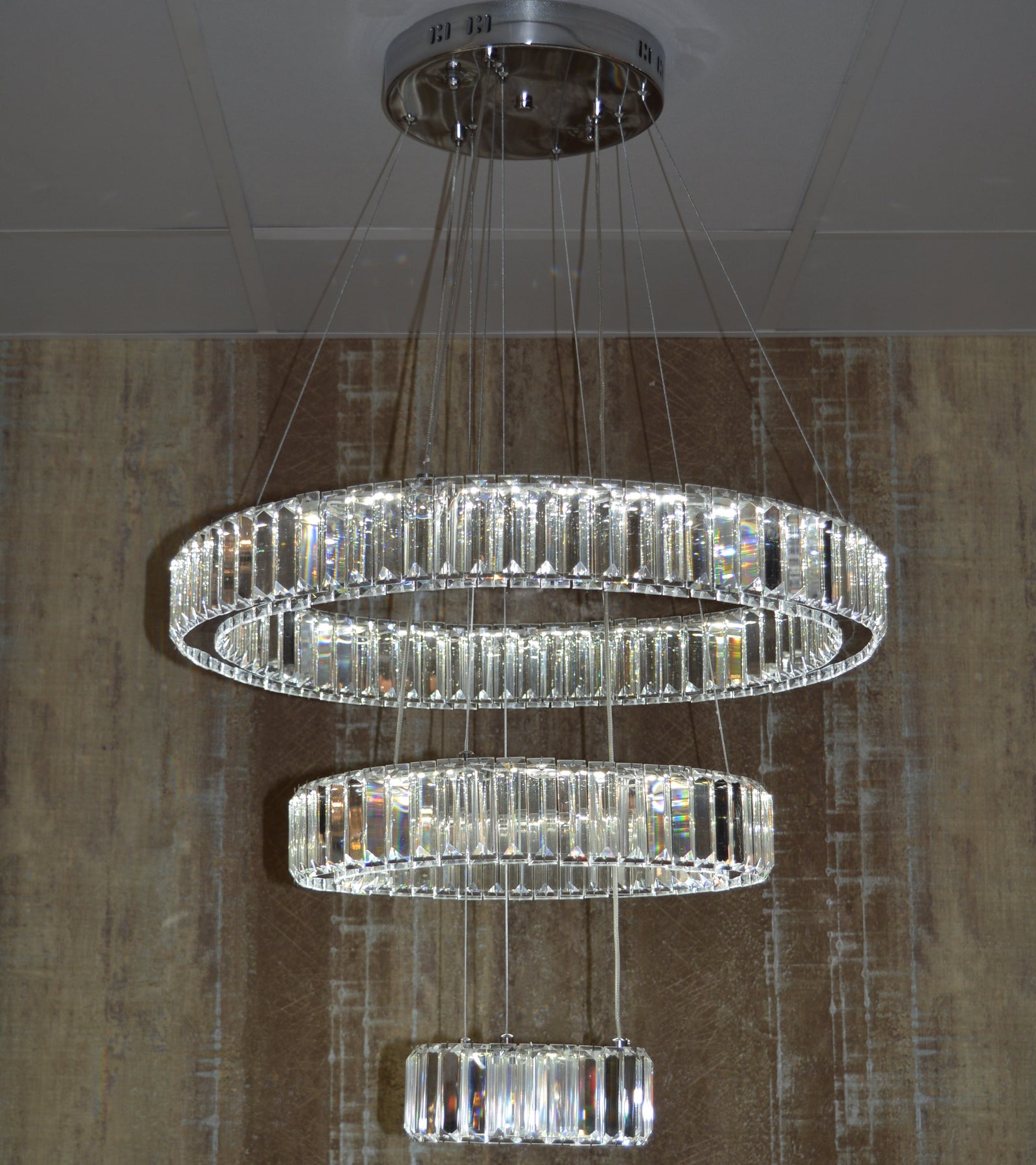 Luxury Modern Crystal Ring Chandelier Ceiling Light – Multi-Tier LED Pendant