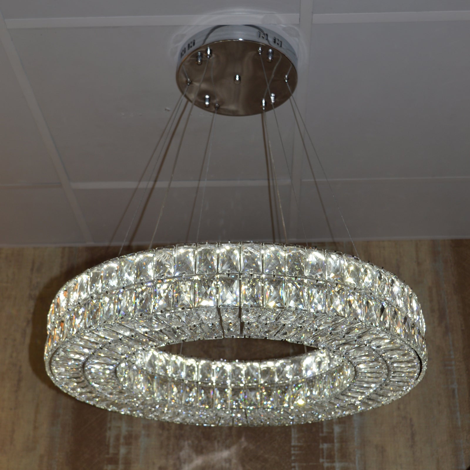 Crystal LED Wheel Pendant Ceiling Light-Colour Changing Dimmable with Remote Control-202134-650chrome