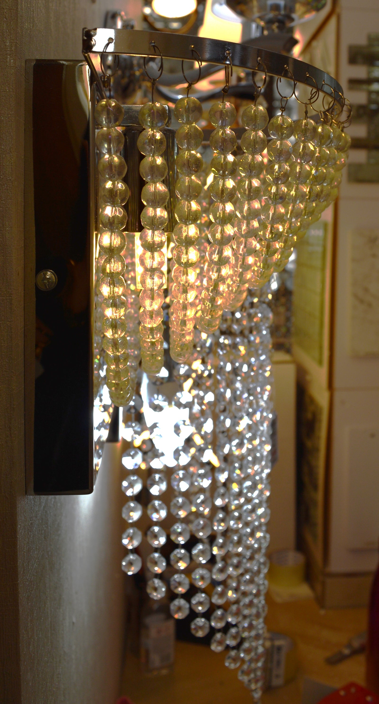Beaded Crystal Drops Modern Wall Lights with matching ceiling lights- 6851-Chrome
