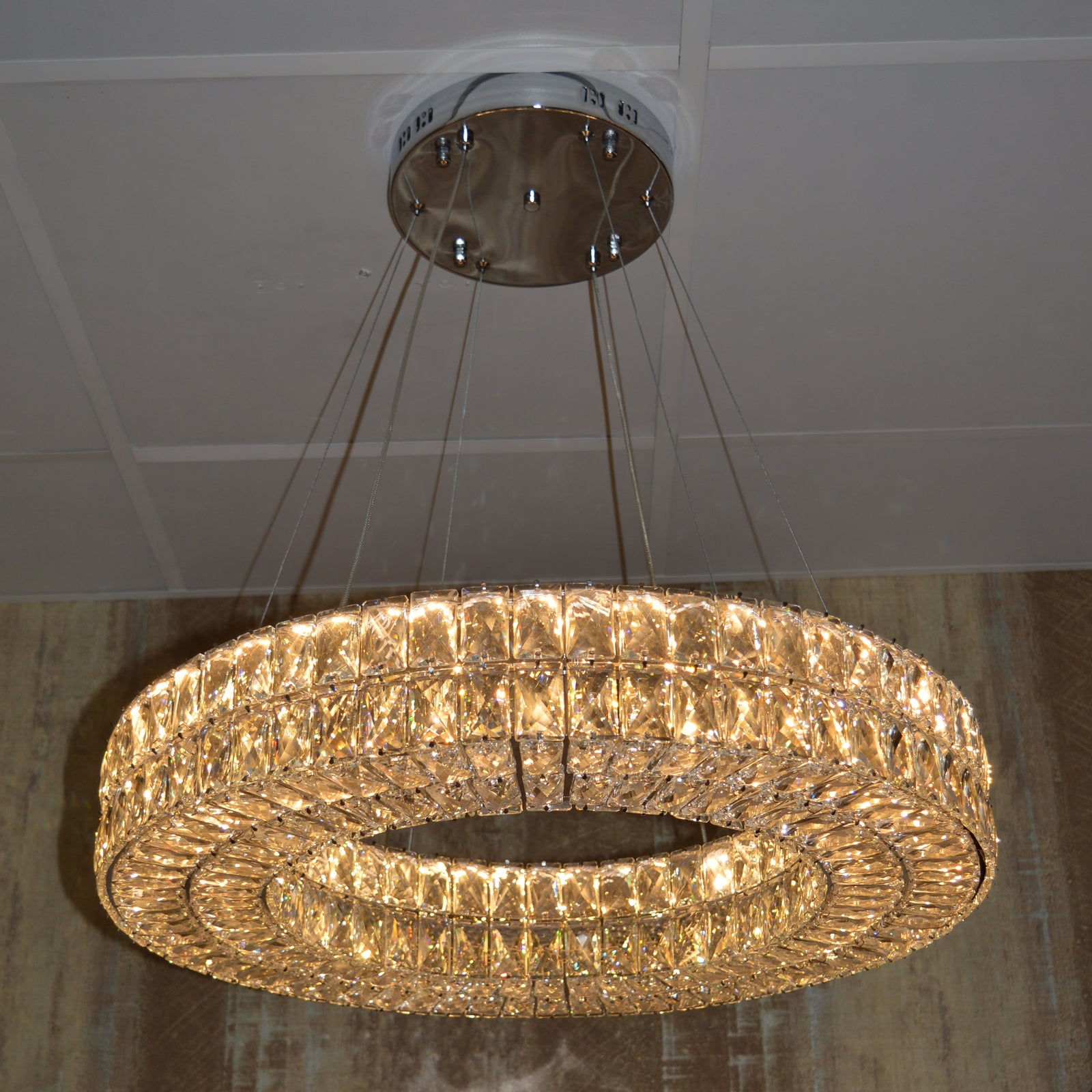 Crystal LED Wheel Pendant Ceiling Light-Colour Changing Dimmable with Remote Control-202134-650chrome