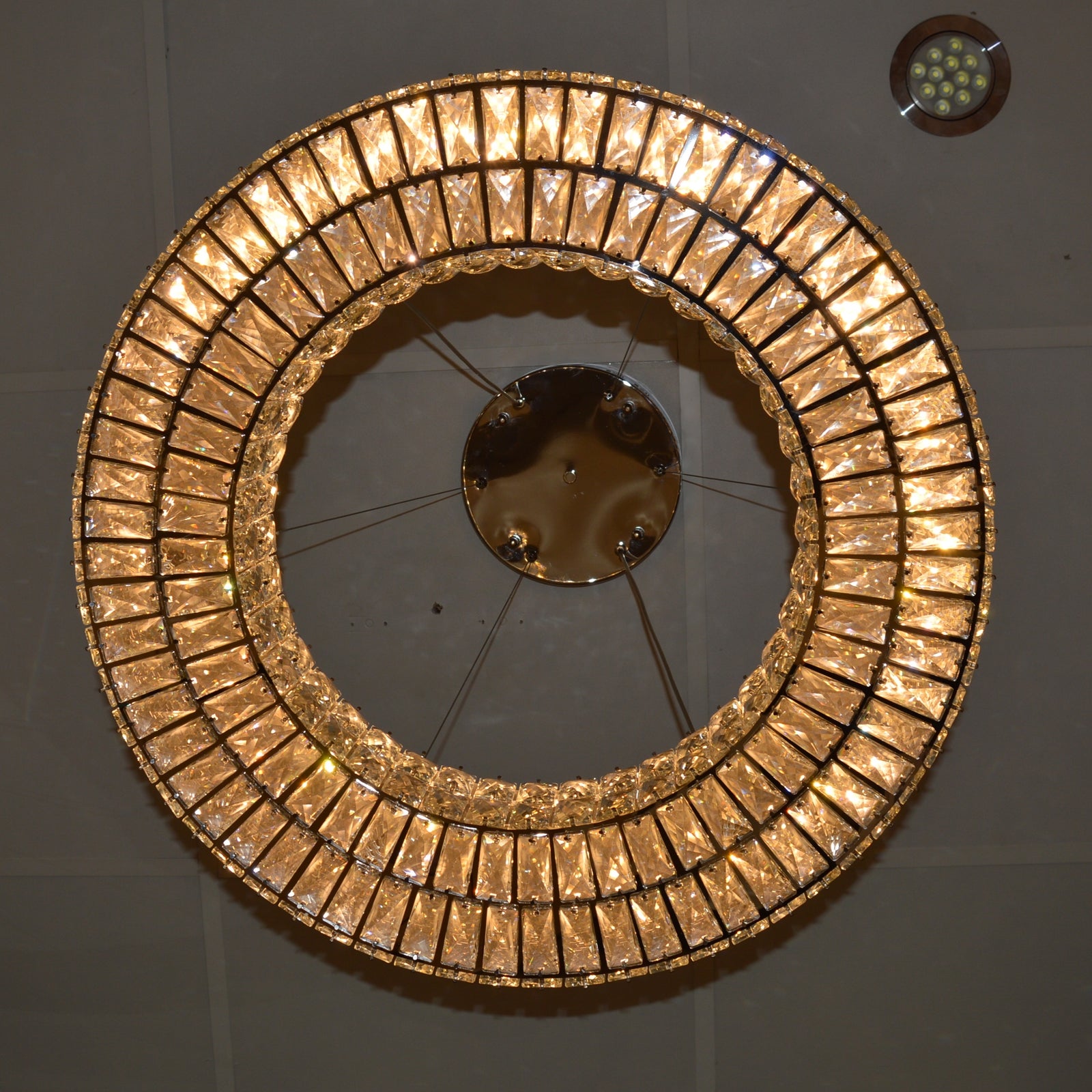 Crystal LED Wheel Pendant Ceiling Light-Colour Changing Dimmable with Remote Control-202134-650chrome