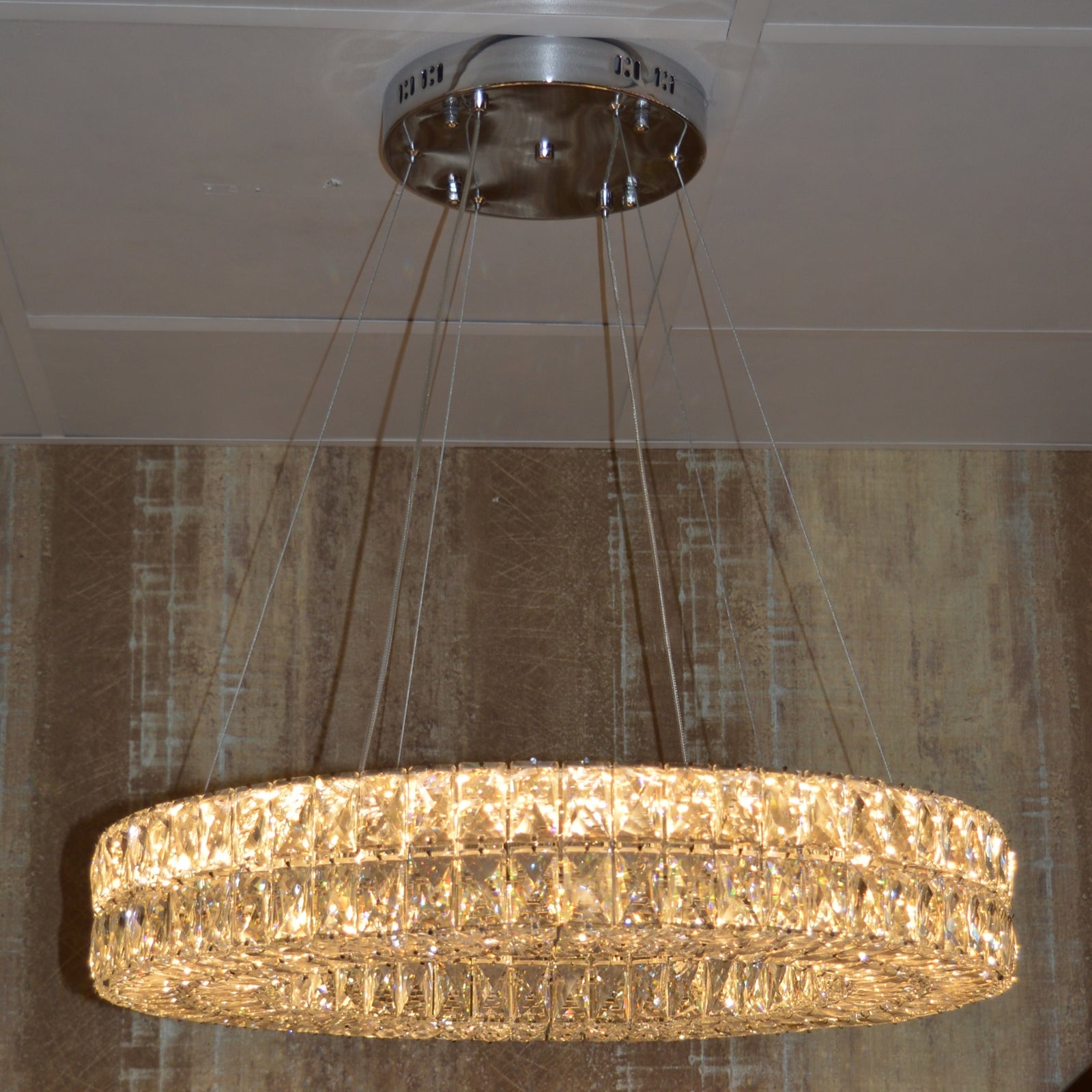 Crystal LED Wheel Pendant Ceiling Light-Colour Changing Dimmable with Remote Control-202134-650chrome