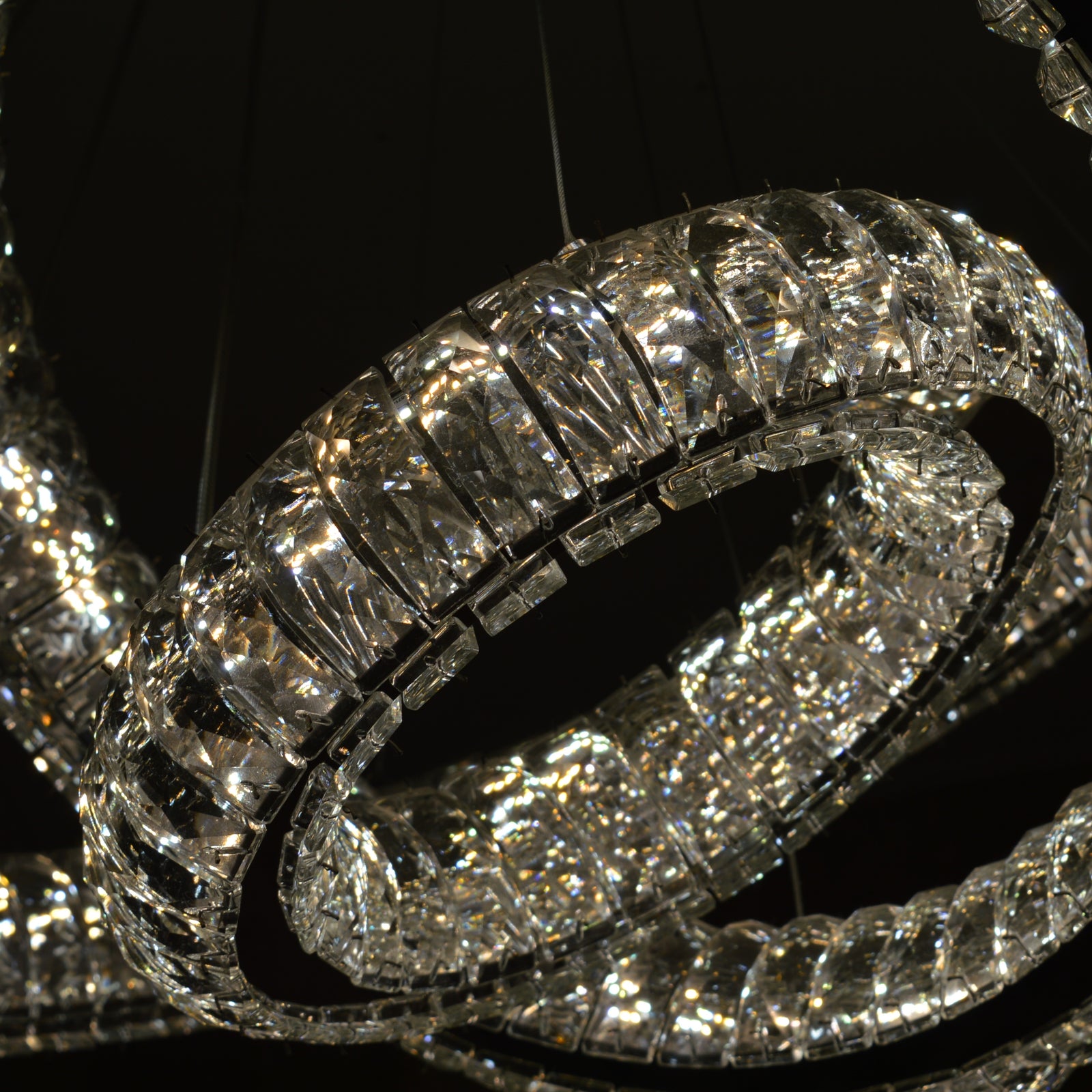 Luxury Modern LED Crystal Ring Chandelier Ceiling Light – Adjustable Pendant