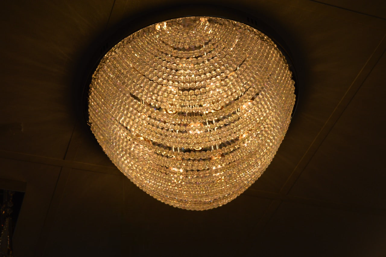 Luxury Crystal LED Flush Ceiling Light – Modern Chandelier - 03 Colour Changing
