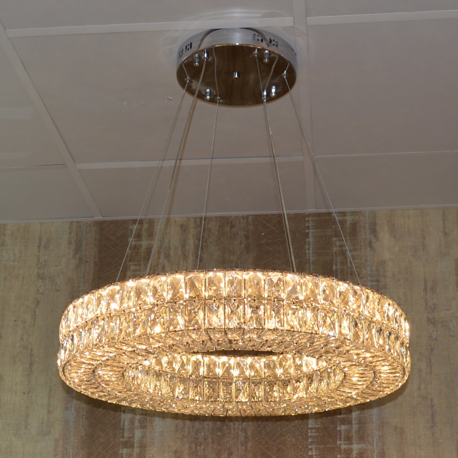 Crystal LED Wheel Pendant Ceiling Light-Colour Changing Dimmable with Remote Control-202134-650chrome