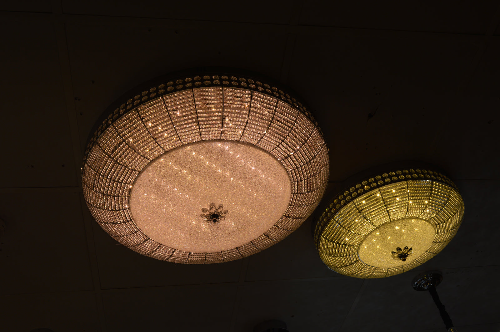 LED Crystallic Flushmount Ceiling Light with colour changing features- 9181-800 & 600 Gold/Chrome