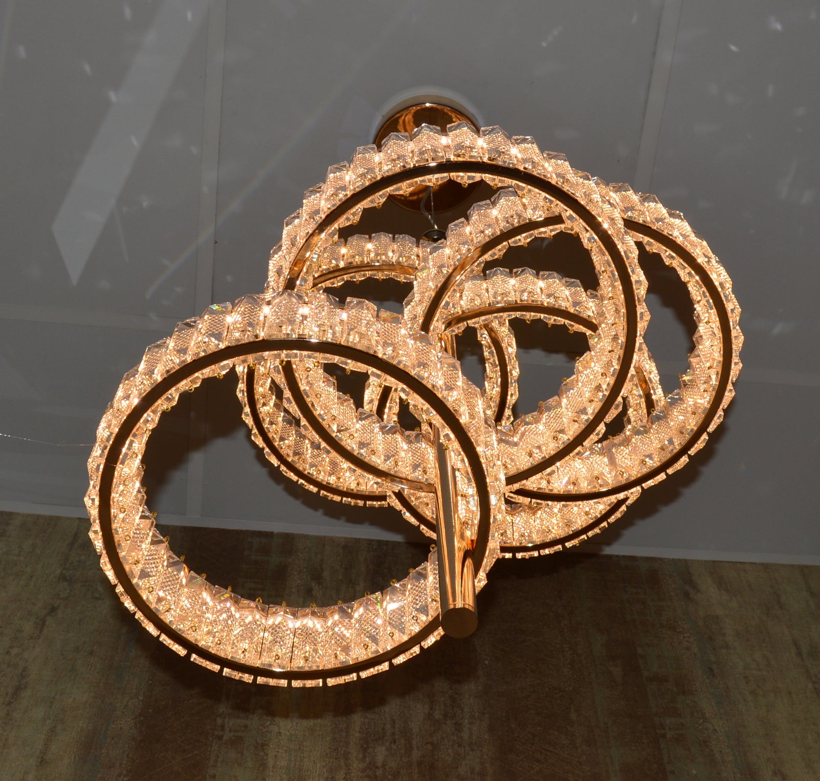 5 Tier Crystal LED Pendant Ceiling Light-color changing & dimmer feature with remote control –Y608-400+600