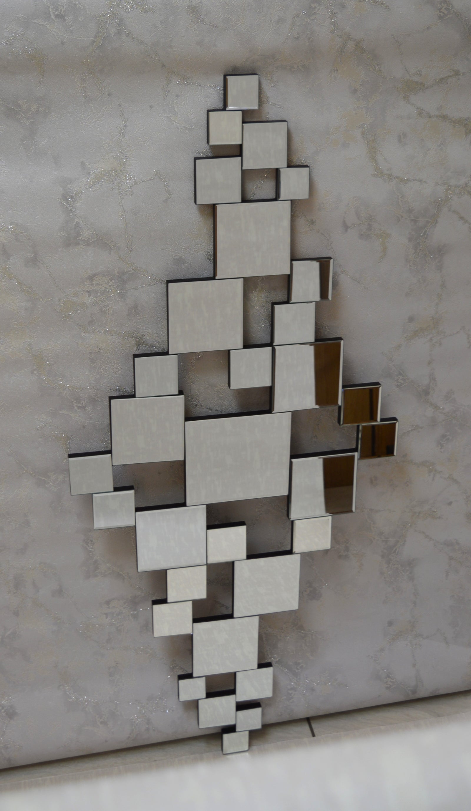 Silver Squares 3D Rectangular Wall Mirror - AM248