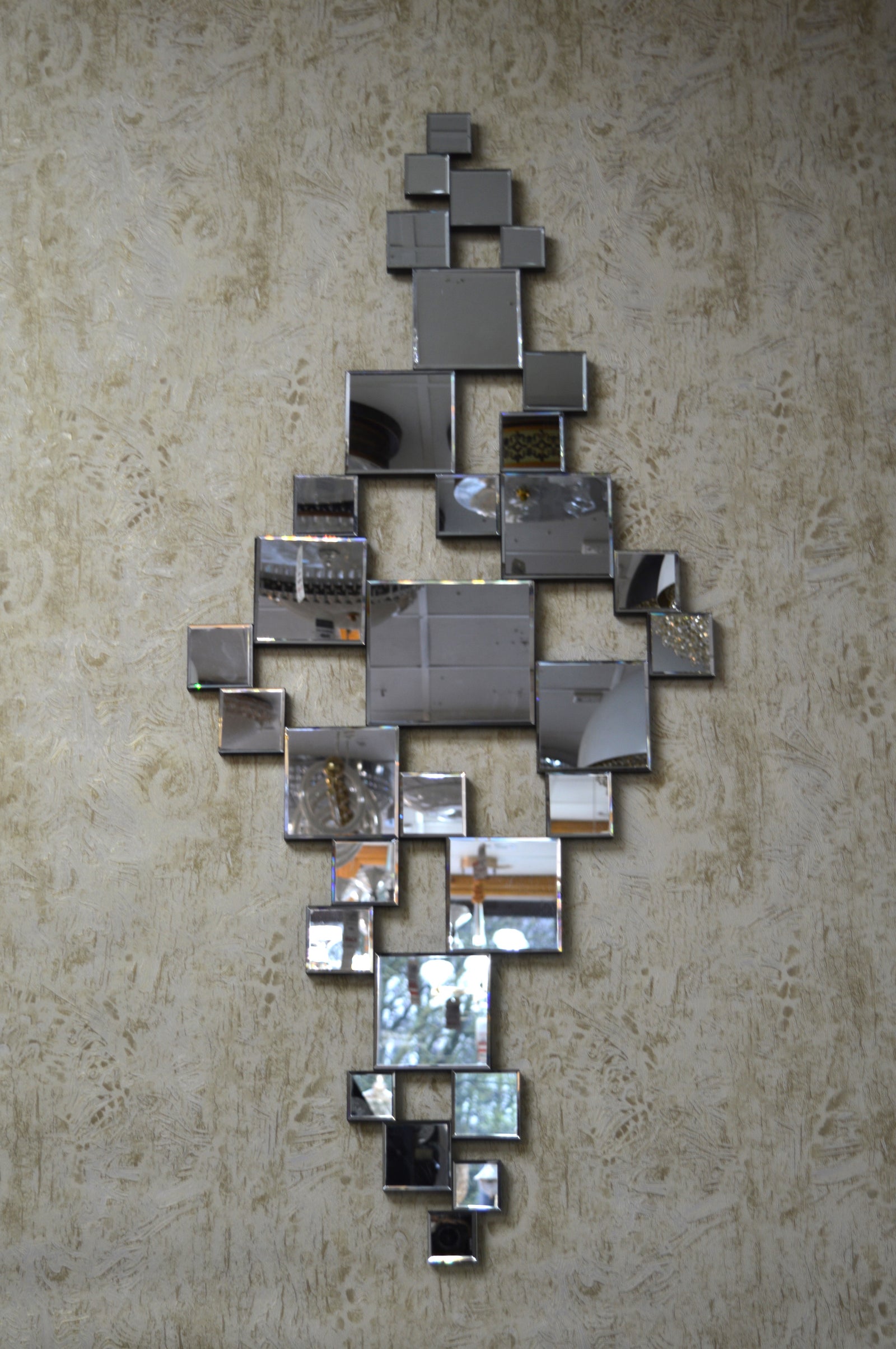 Silver Squares 3D Rectangular Wall Mirror - AM248