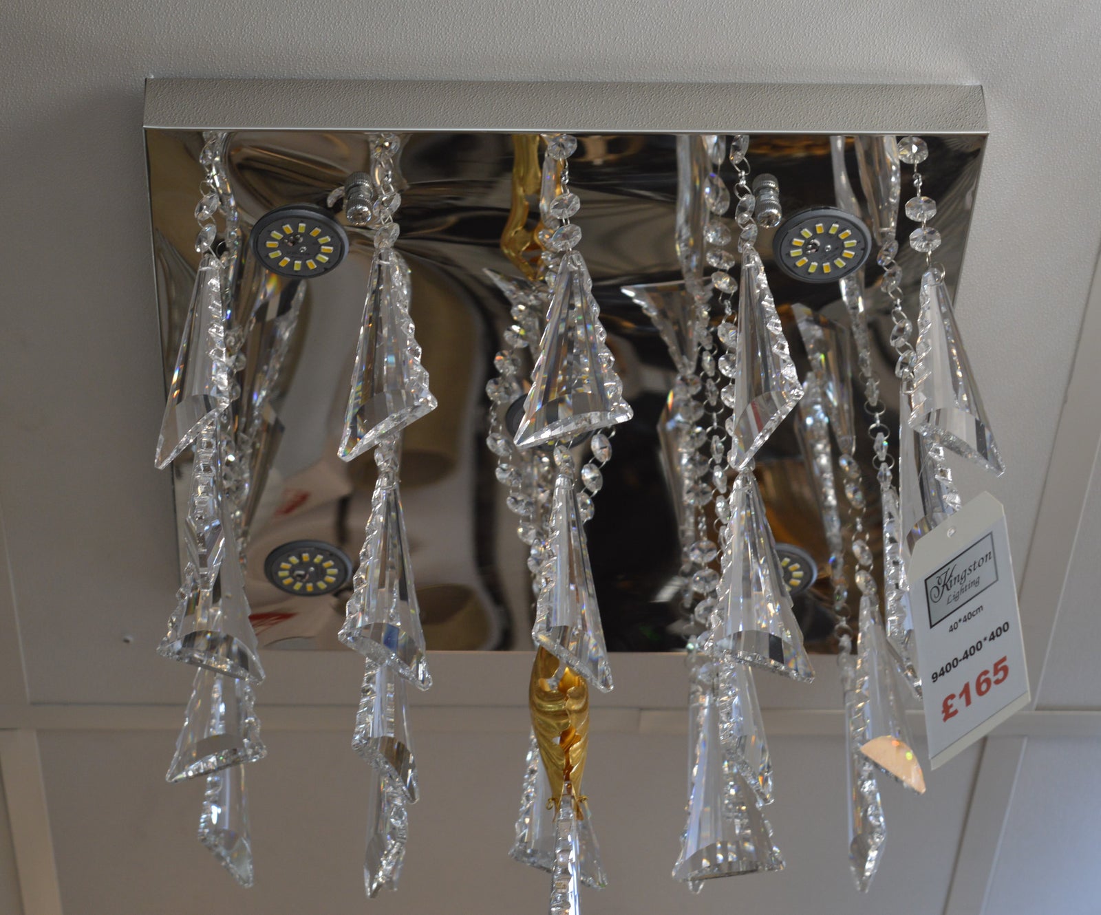 Luxury Crystal LED Flush Mount Ceiling Light – Modern Square Raindrop Chandelier