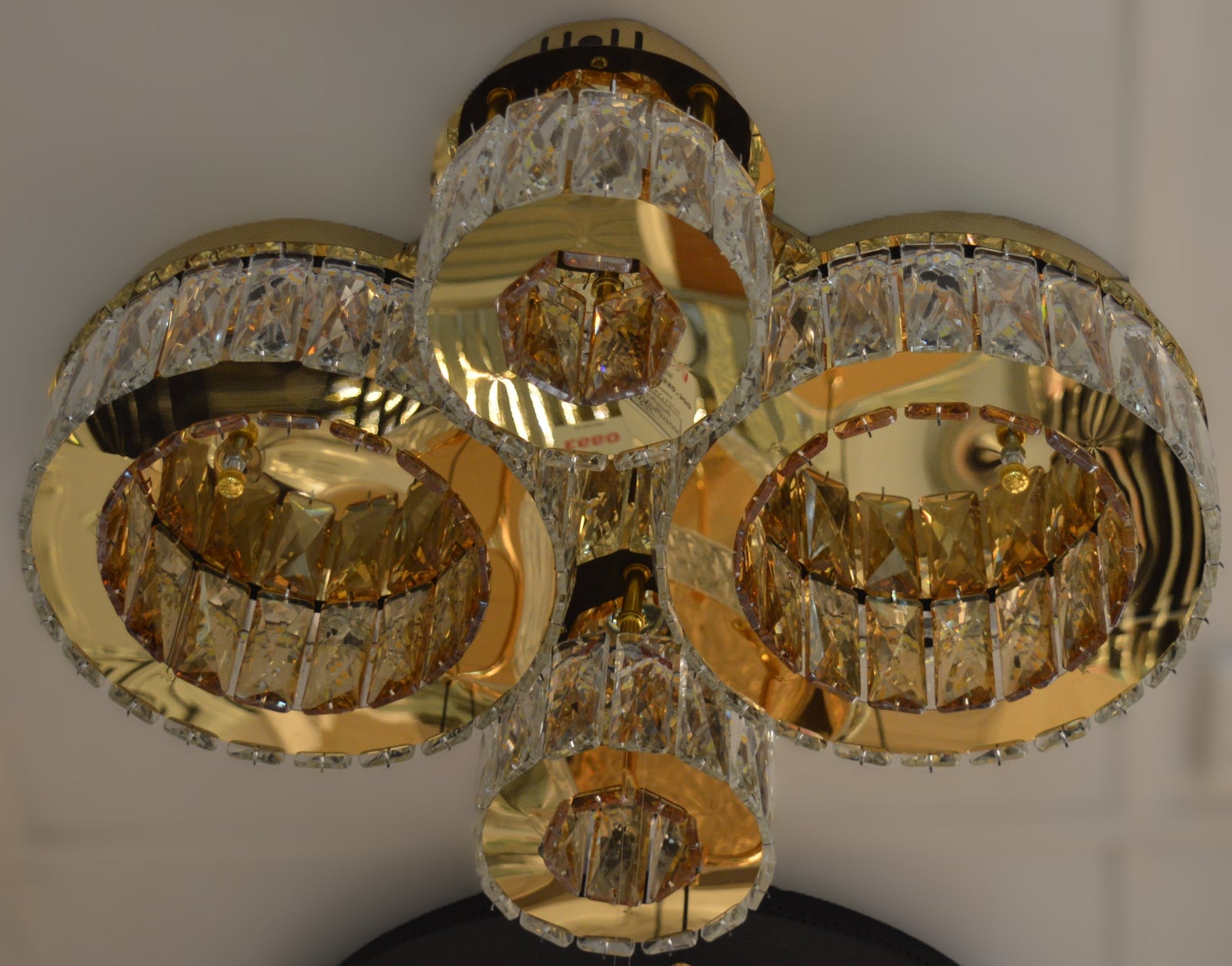 Modern LED Ceiling Light 4 Ring Circular 3 Colour 70W Gold Finish