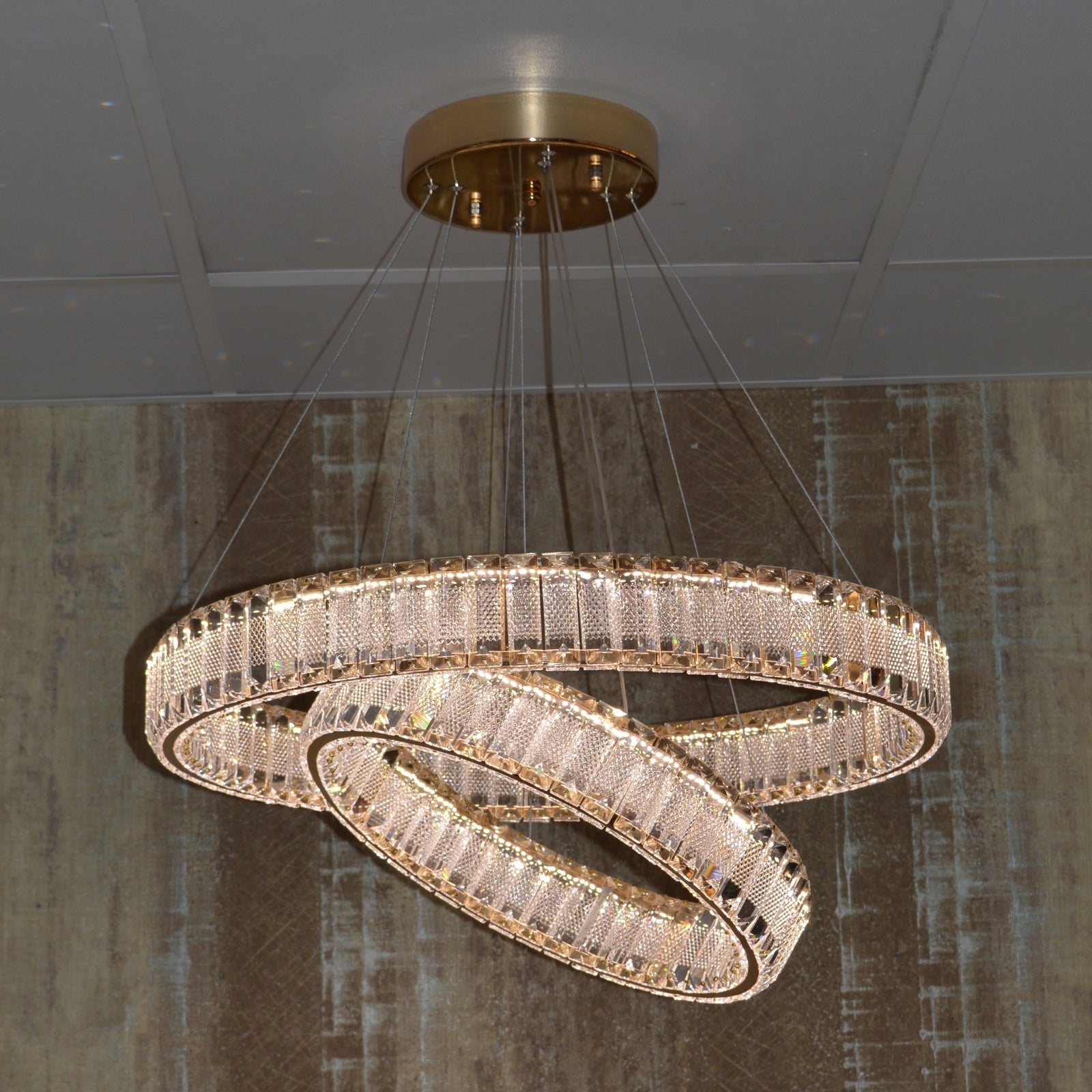 5 Tier Crystal LED Pendant Ceiling Light-color changing & dimmer feature with remote control –Y608-400+600