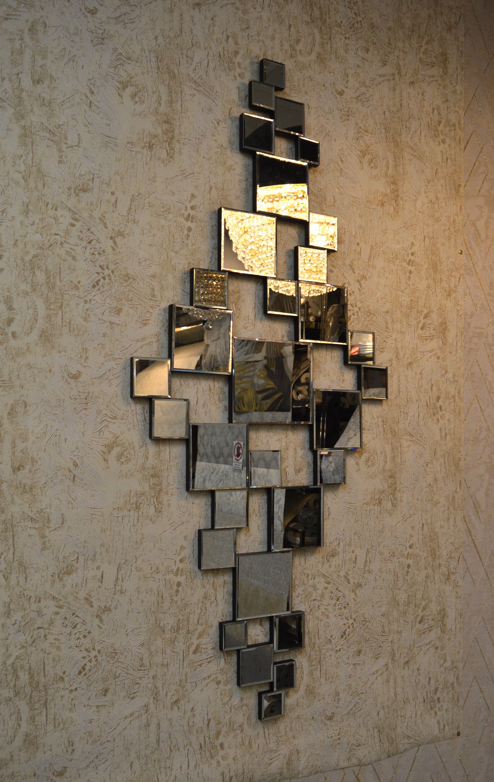 Silver Squares 3D Rectangular Wall Mirror - AM248