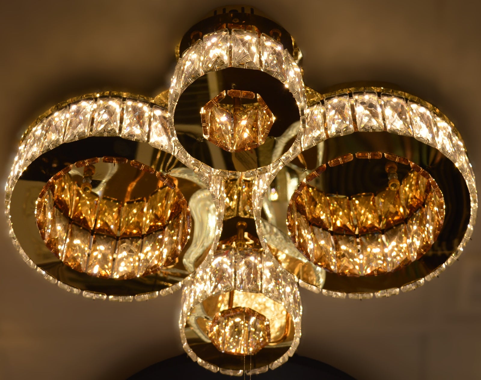 Modern LED Ceiling Light 4 Ring Circular 3 Colour 70W Gold Finish