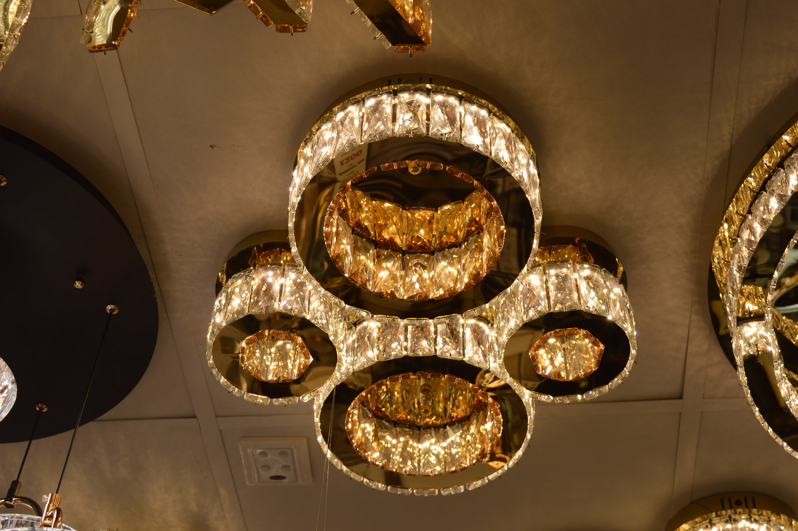 Modern LED Ceiling Light 4 Ring Circular 3 Colour 70W Gold Finish