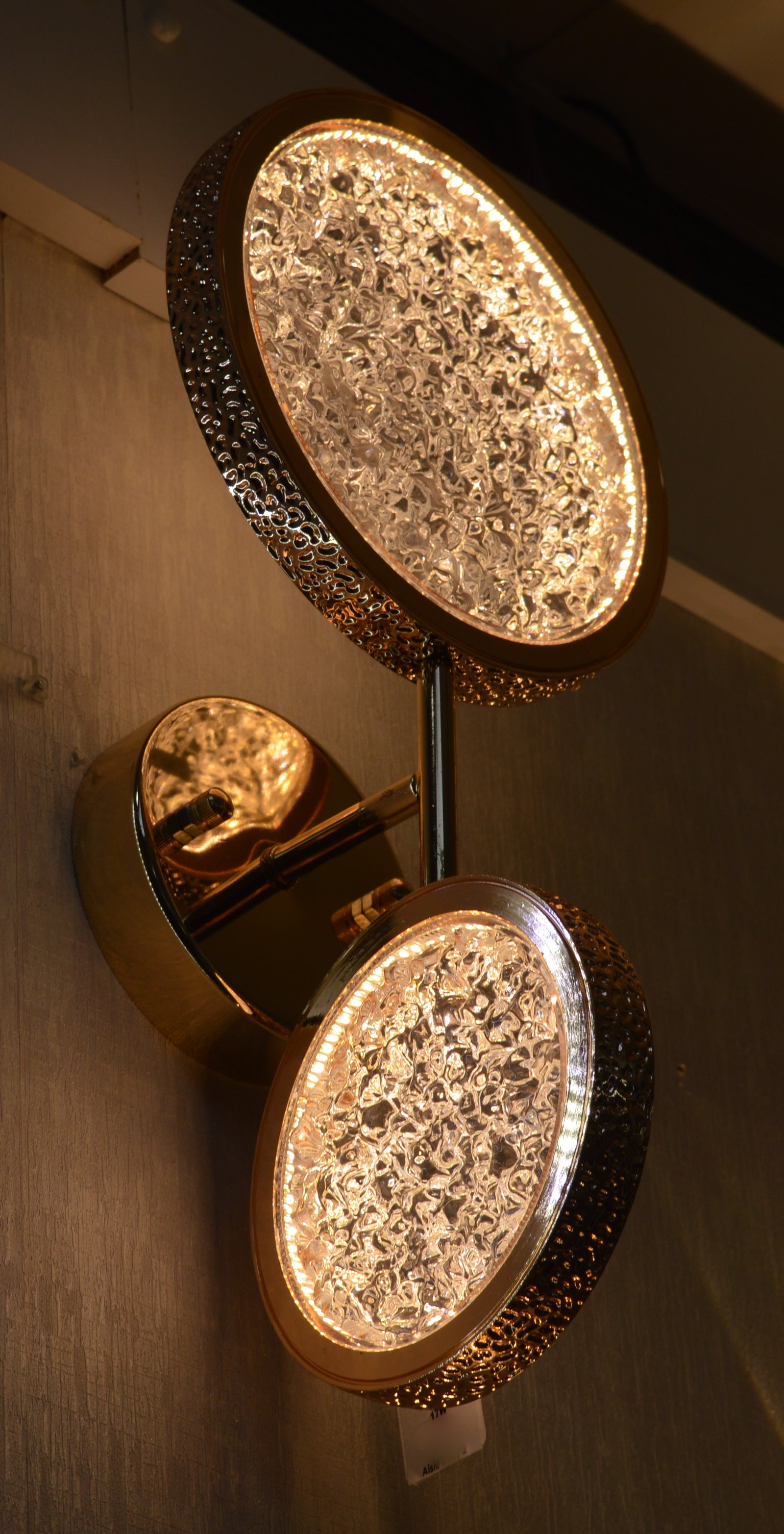 Modern Gold Crystal LED Wall Light – Double Round Luxury Glass Sconce