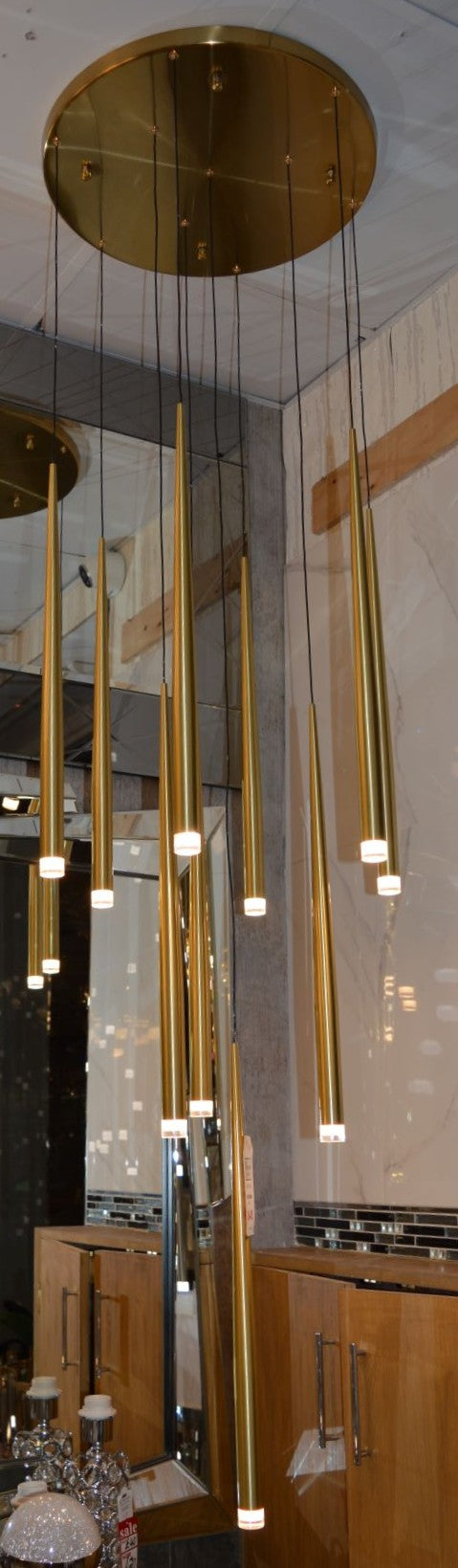 Luxury Gold Multi-Tube LED Pendant Chandelier