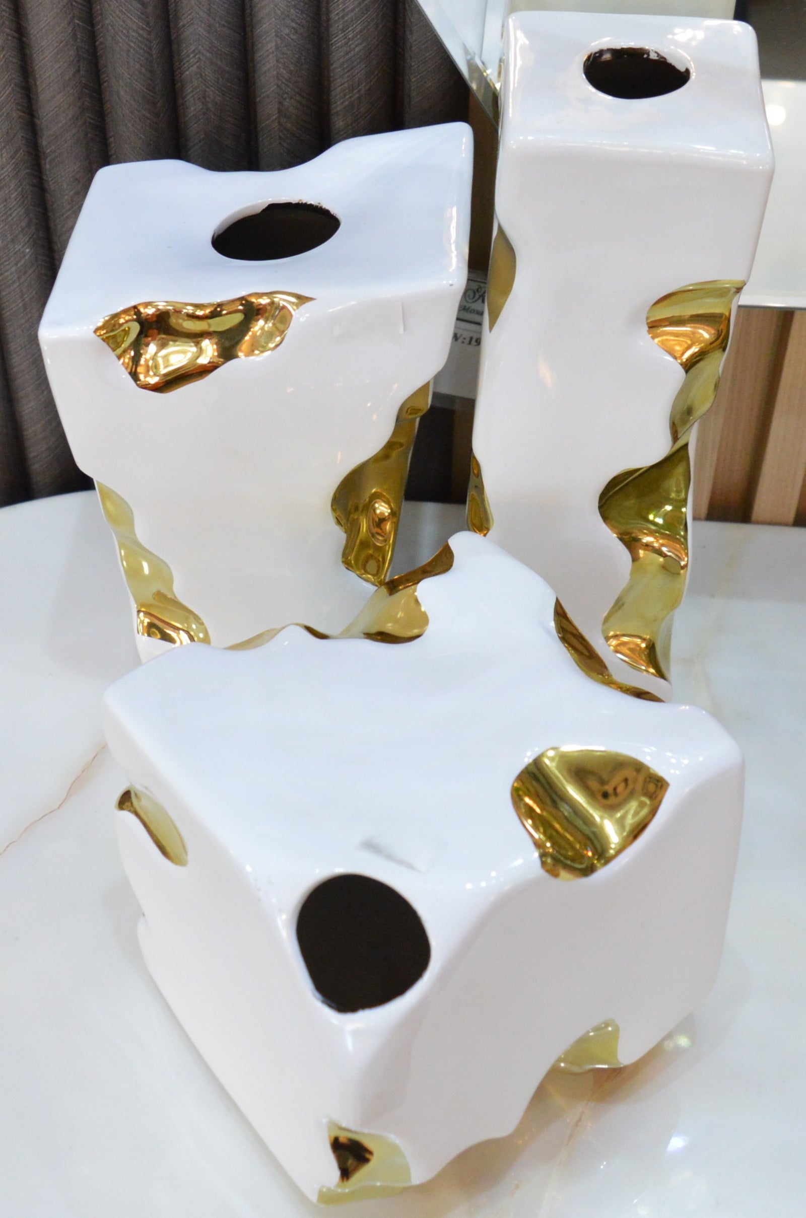 Gold-seamed White Vase Kintsugi-inspired Ceramic Pottery Home Decor