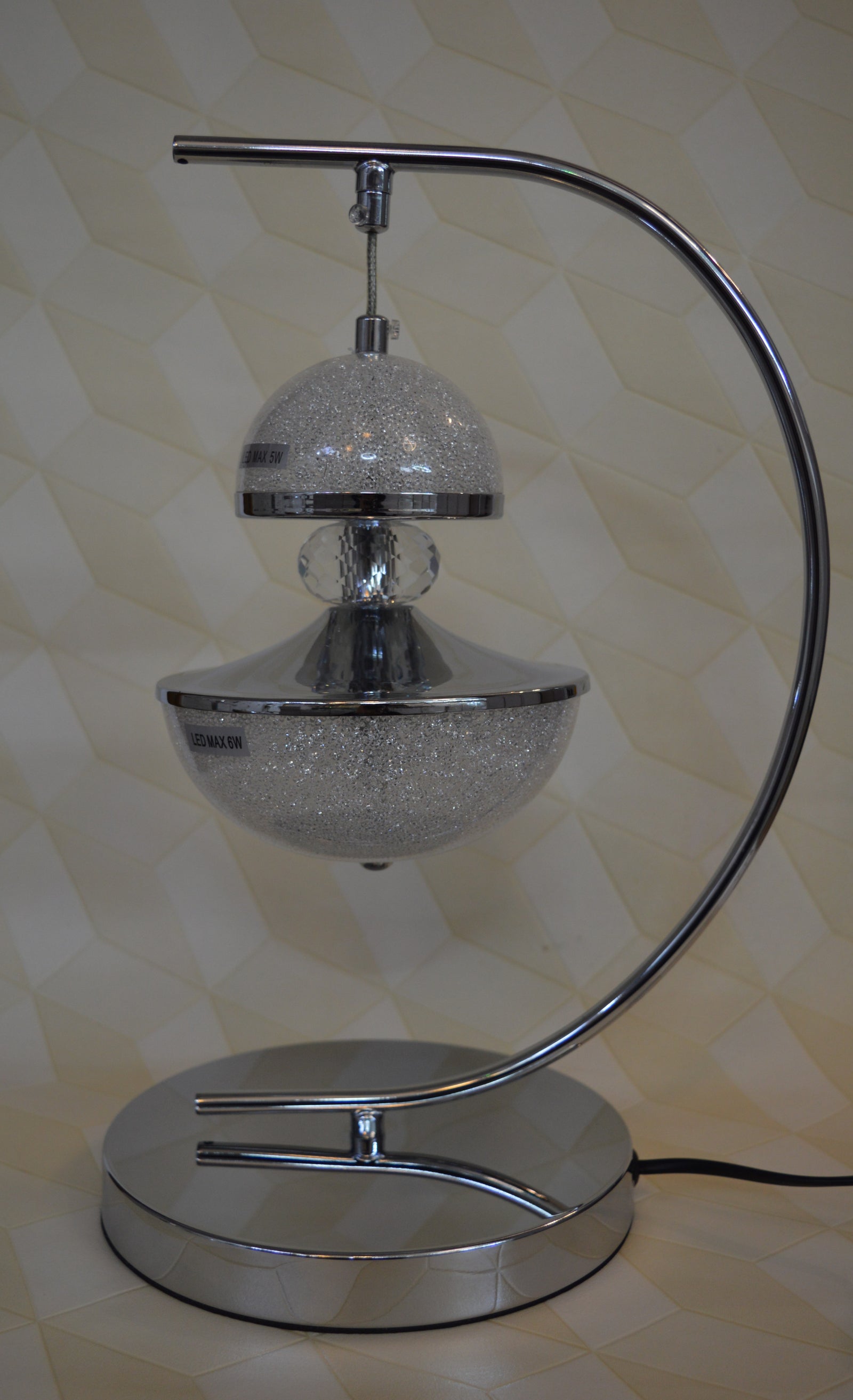 Luxury Curved Crystal LED Table Lamp Modern Double Globe Bedside Decorative