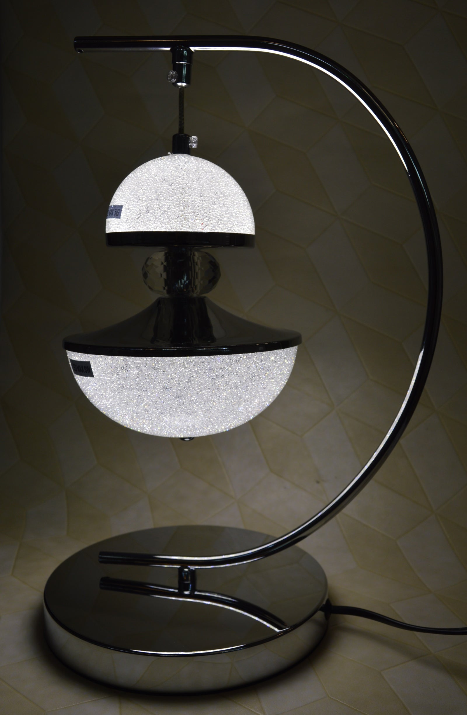 Luxury Curved Crystal LED Table Lamp Modern Double Globe Bedside Decorative