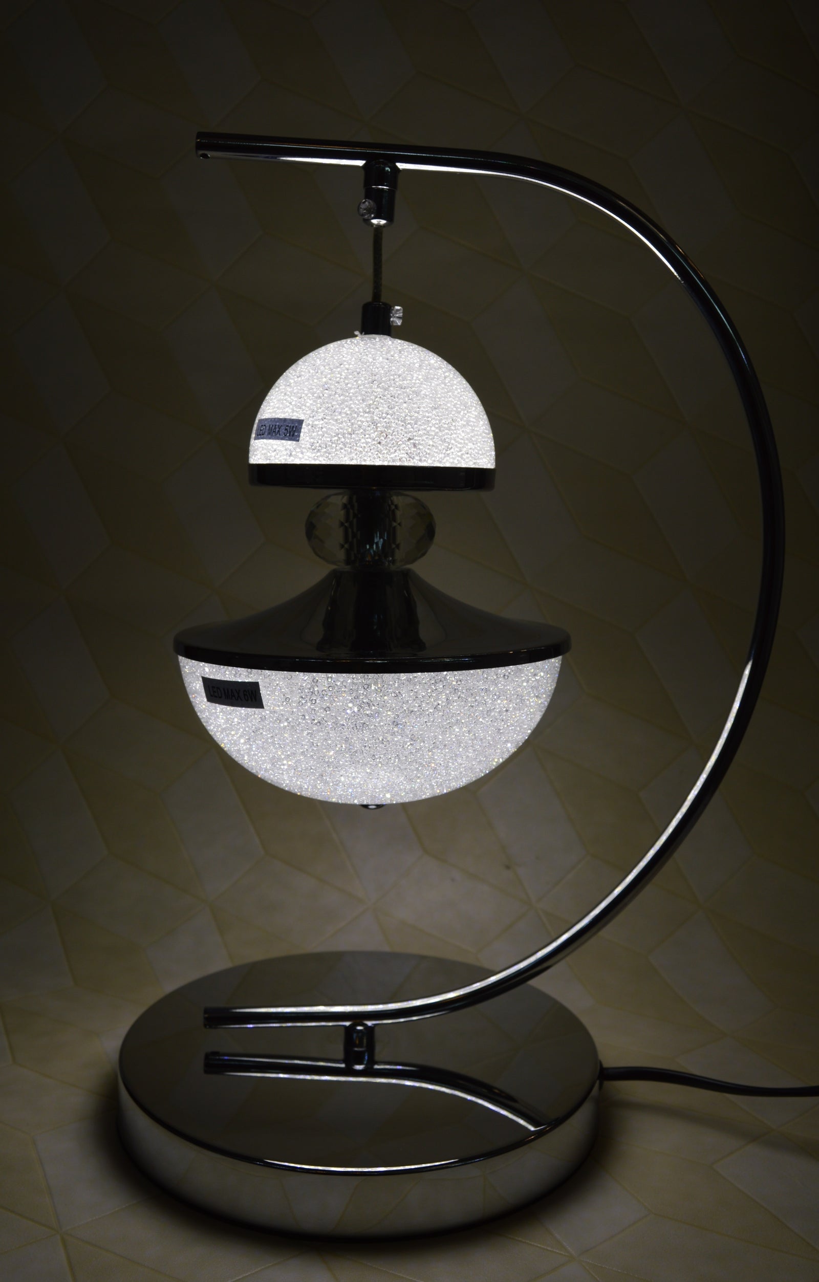 Luxury Curved Crystal LED Table Lamp Modern Double Globe Bedside Decorative