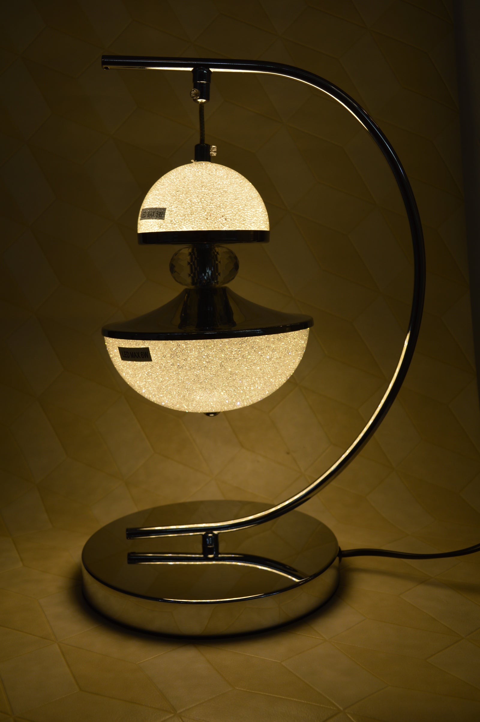 Luxury Curved Crystal LED Table Lamp Modern Double Globe Bedside Decorative