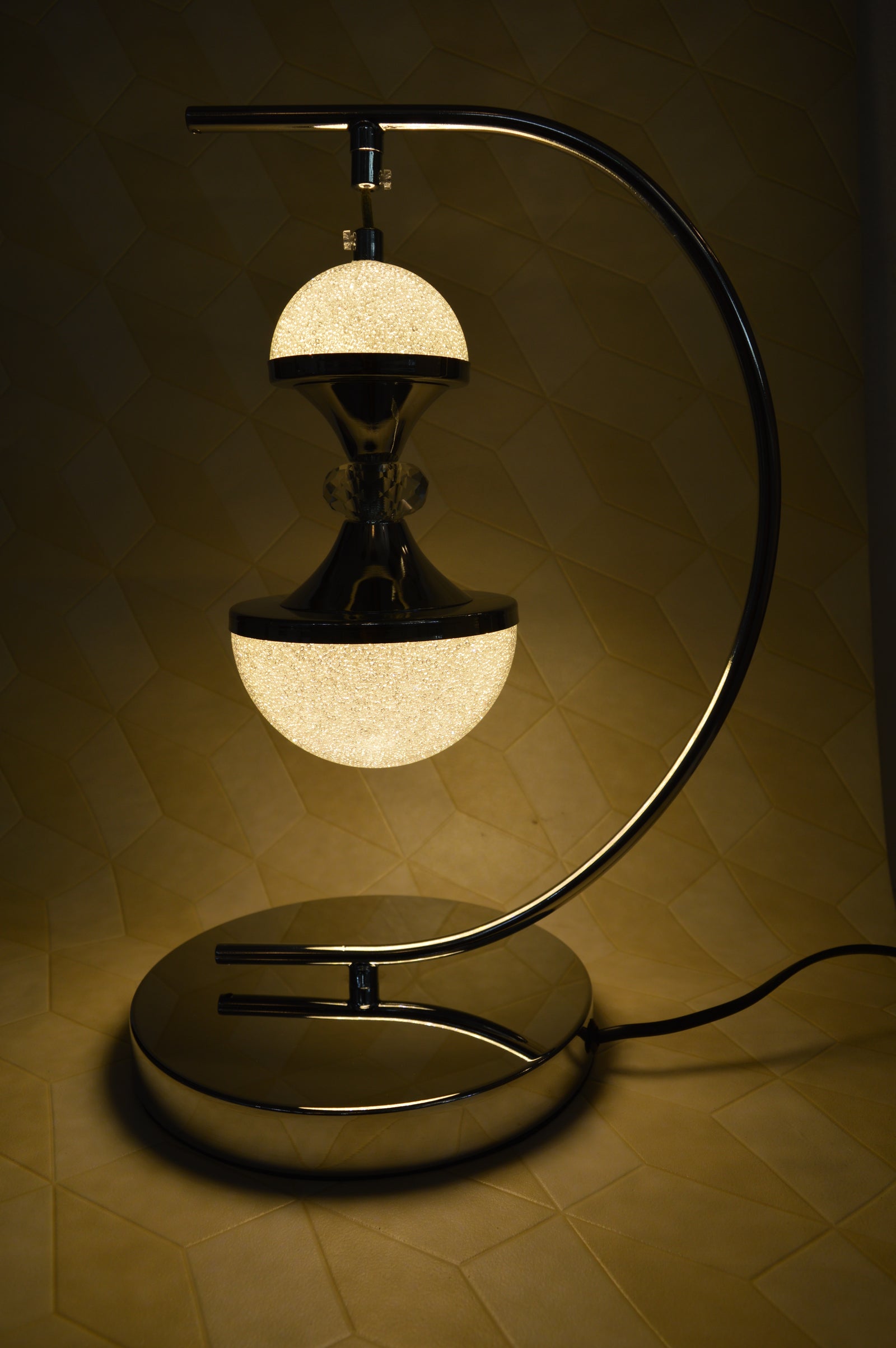 Luxury Curved Crystal LED Table Lamp Modern Double Globe Bedside Decorative