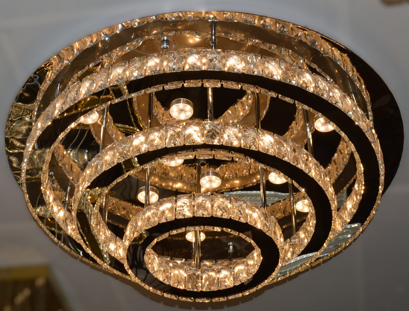 Luxury 3-Ring Crystal LED Ceiling Light Chandelier