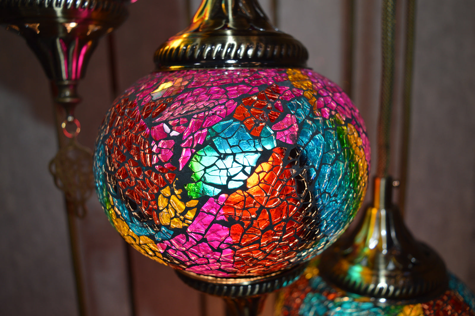 Luxury Turkish Mosaic Floor Lamp with Multi-Colour Glass Shades