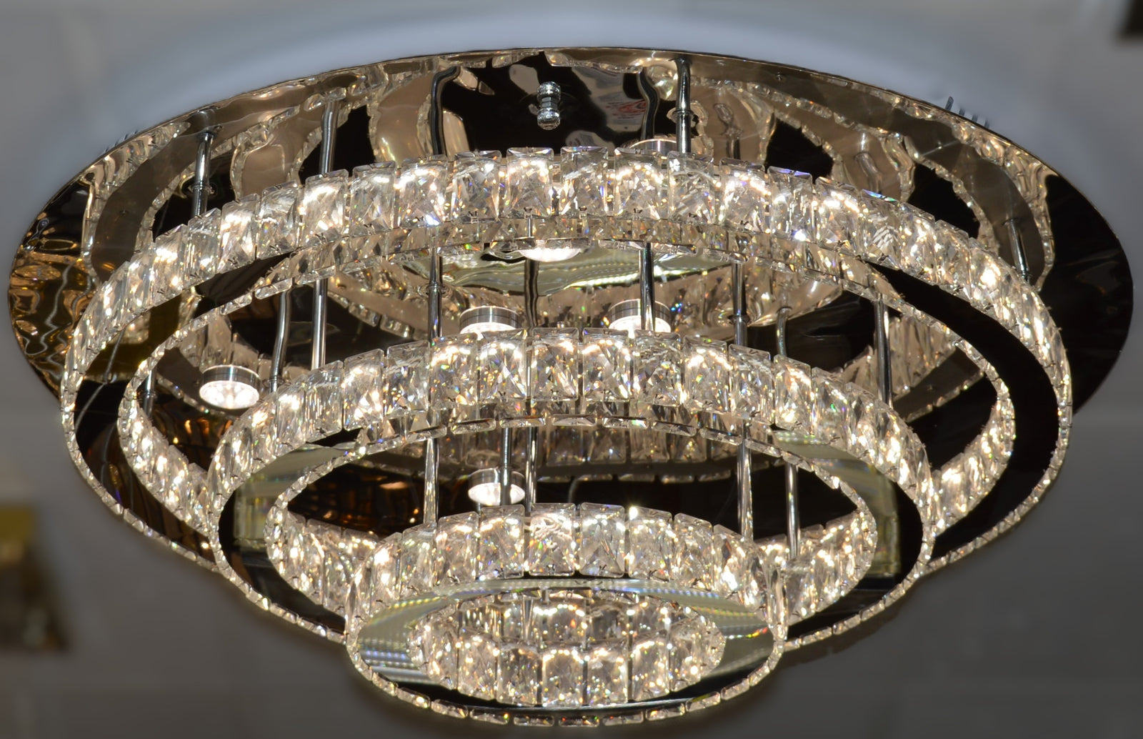 Luxury 3-Ring Crystal LED Ceiling Light Chandelier